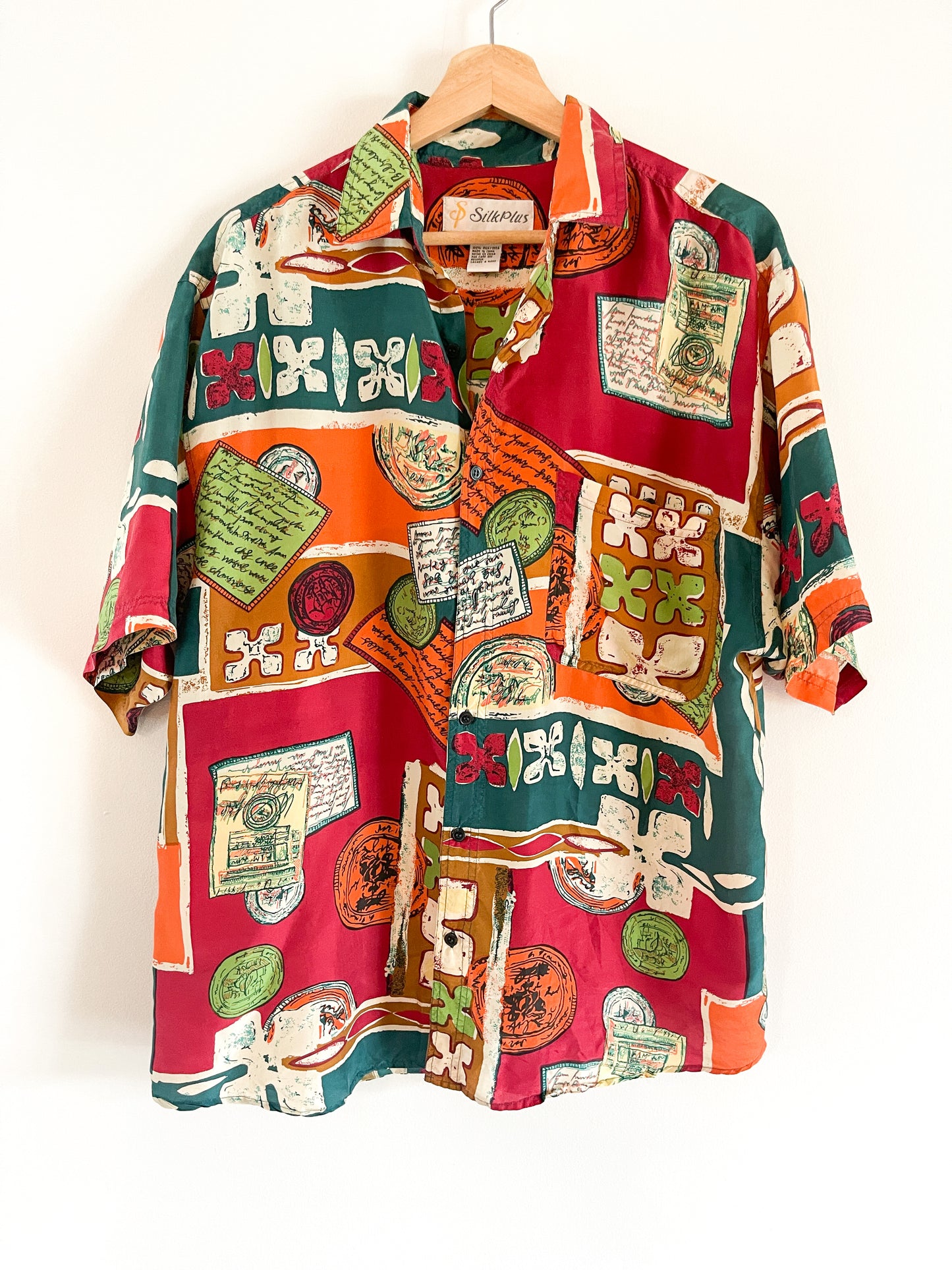 Vintage Silk Plus - 100% Silk Patterned Blouse