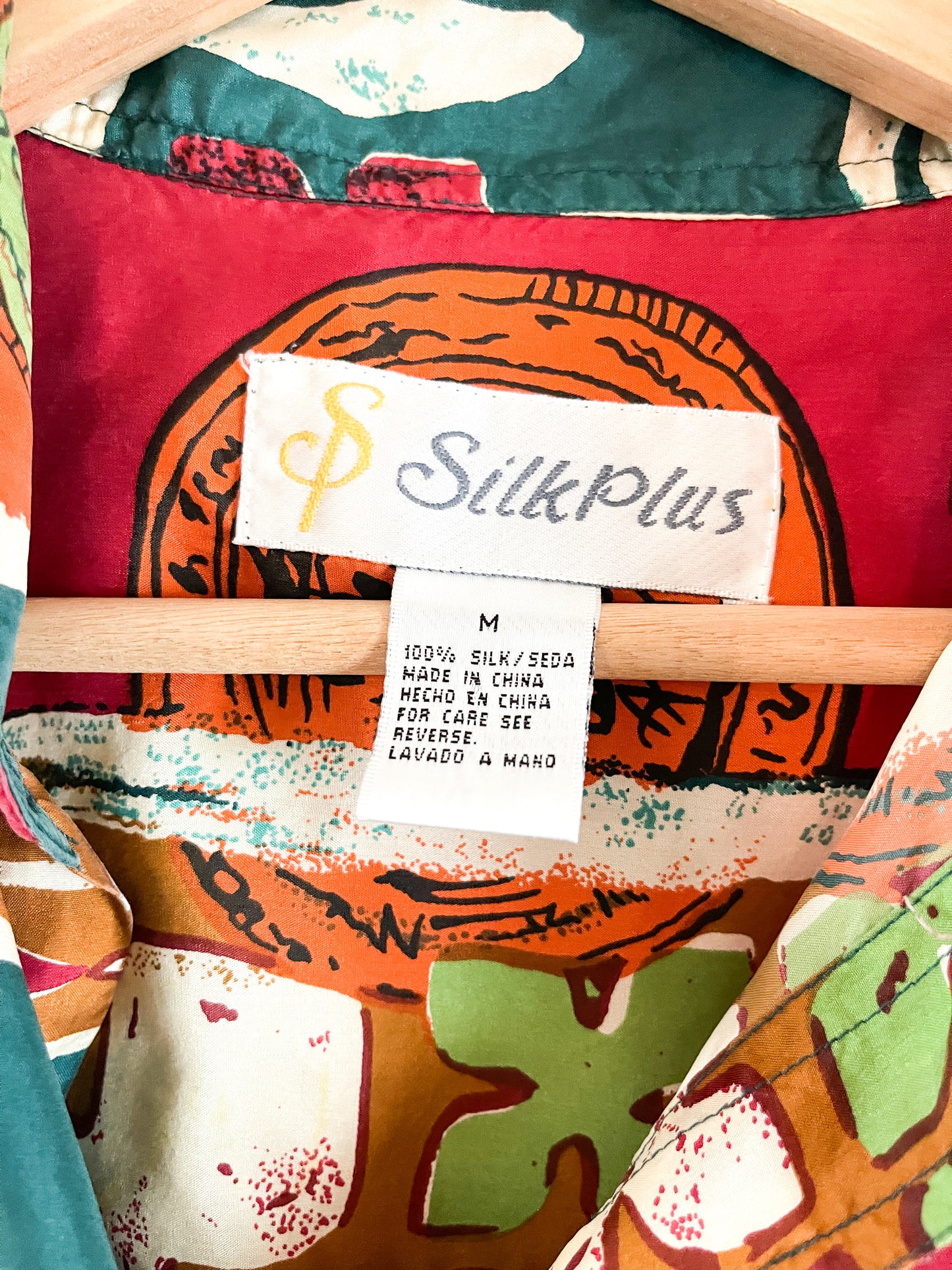 Vintage Silk Plus - 100% Silk Patterned Blouse