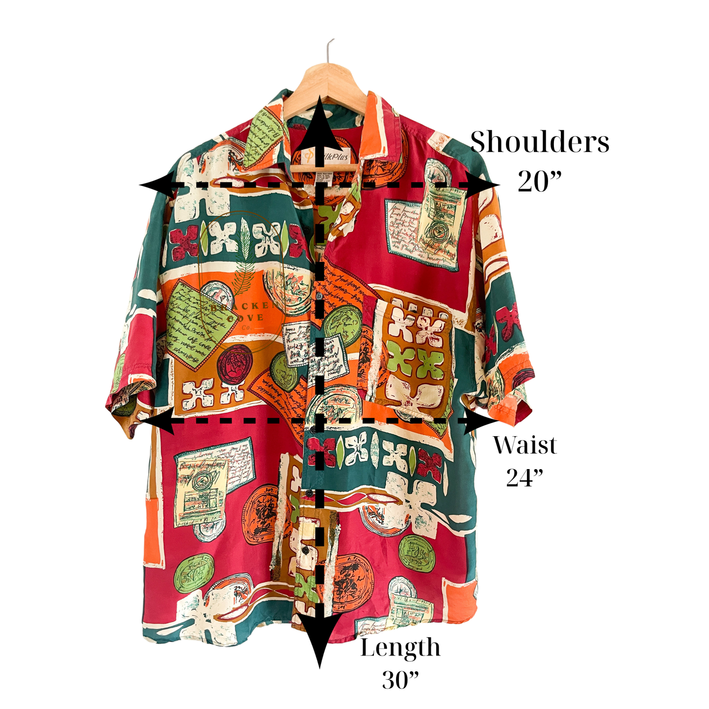 Vintage Silk Plus - 100% Silk Patterned Blouse