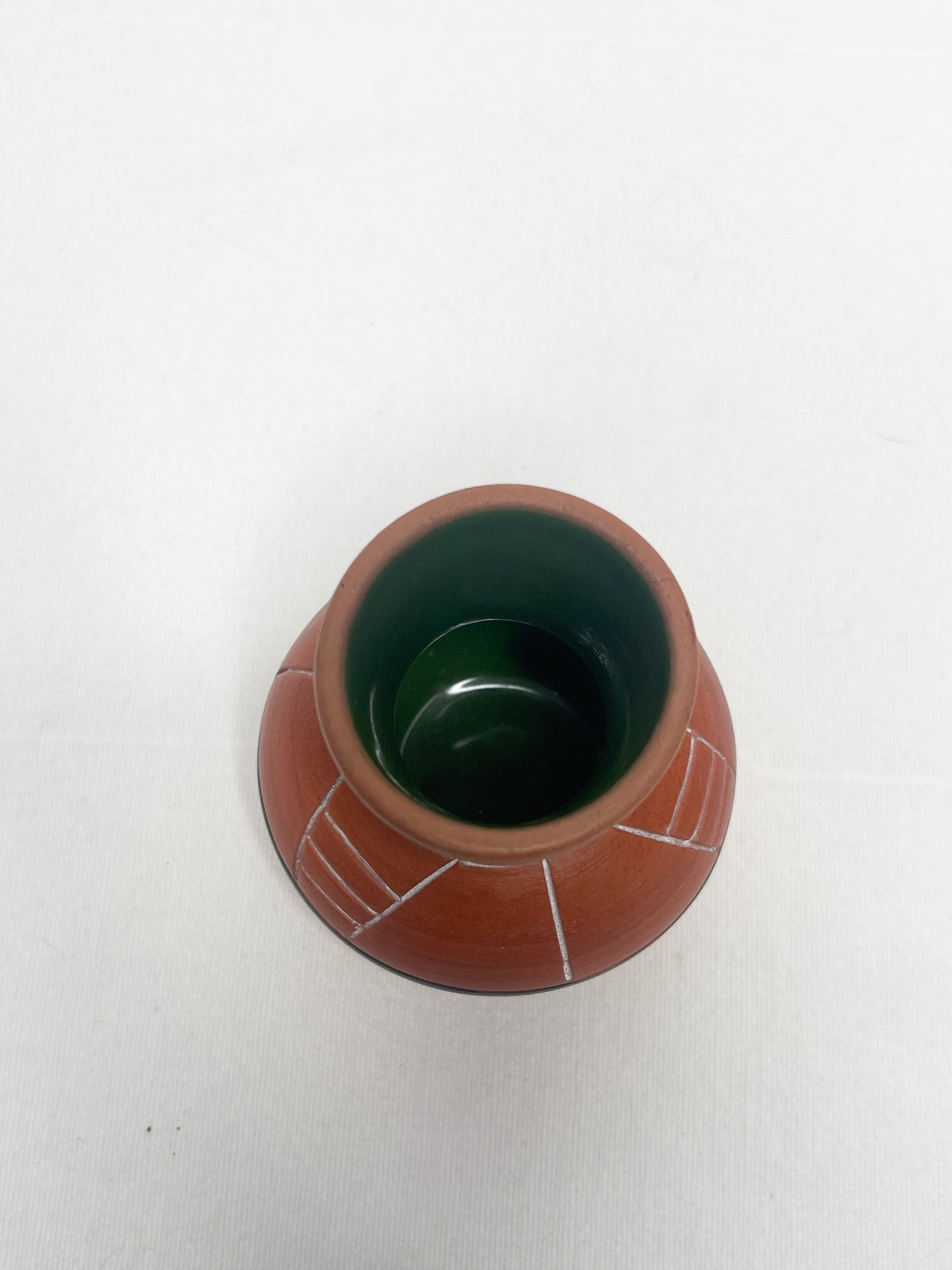 Vintage Southwestern Handmade Clay Vase with Geometric Pattern