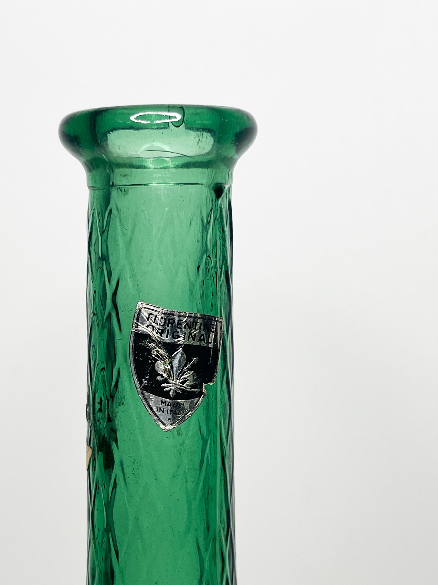 Vintage Empoli Green Florentine Glass Bottle