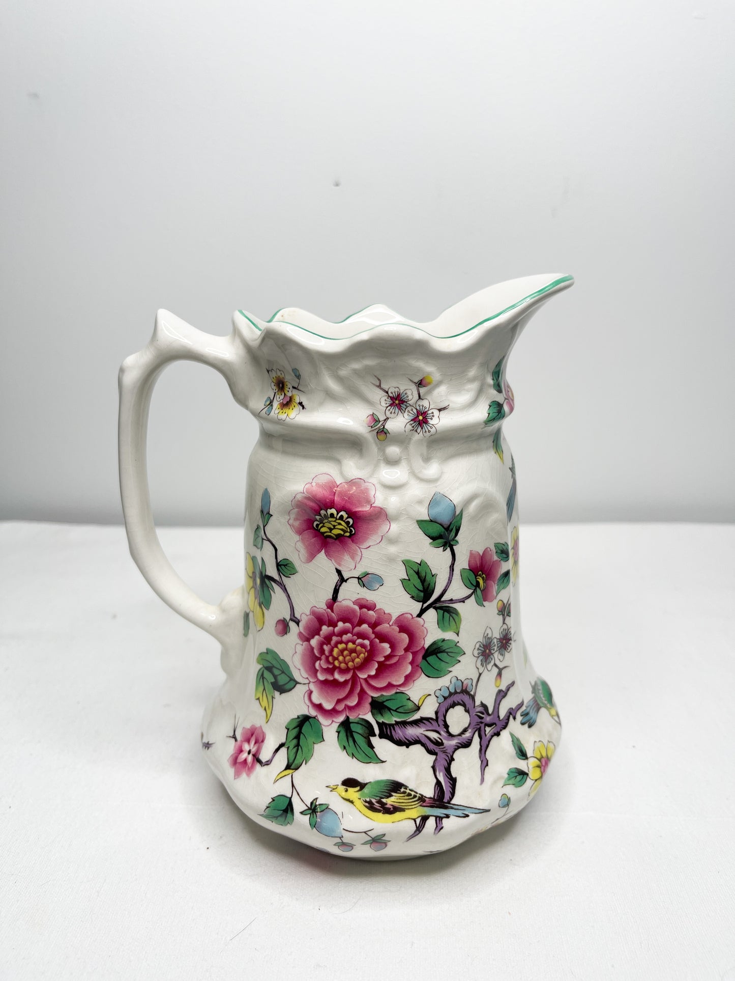 Vintage Old Foley, Wash Basin and Pitcher| Chinese Rose Pattern| James Kent LTD. Staffordshire England