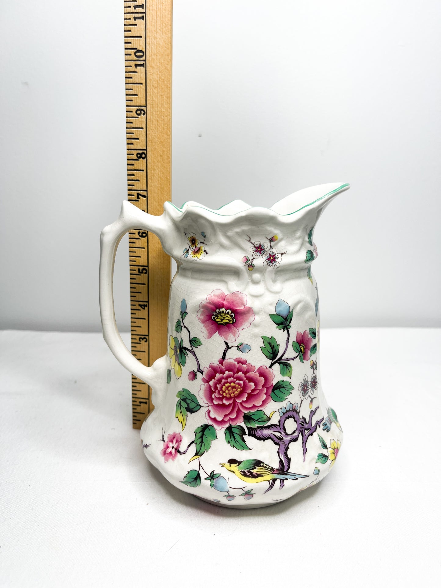 Vintage Old Foley, Wash Basin and Pitcher| Chinese Rose Pattern| James Kent LTD. Staffordshire England