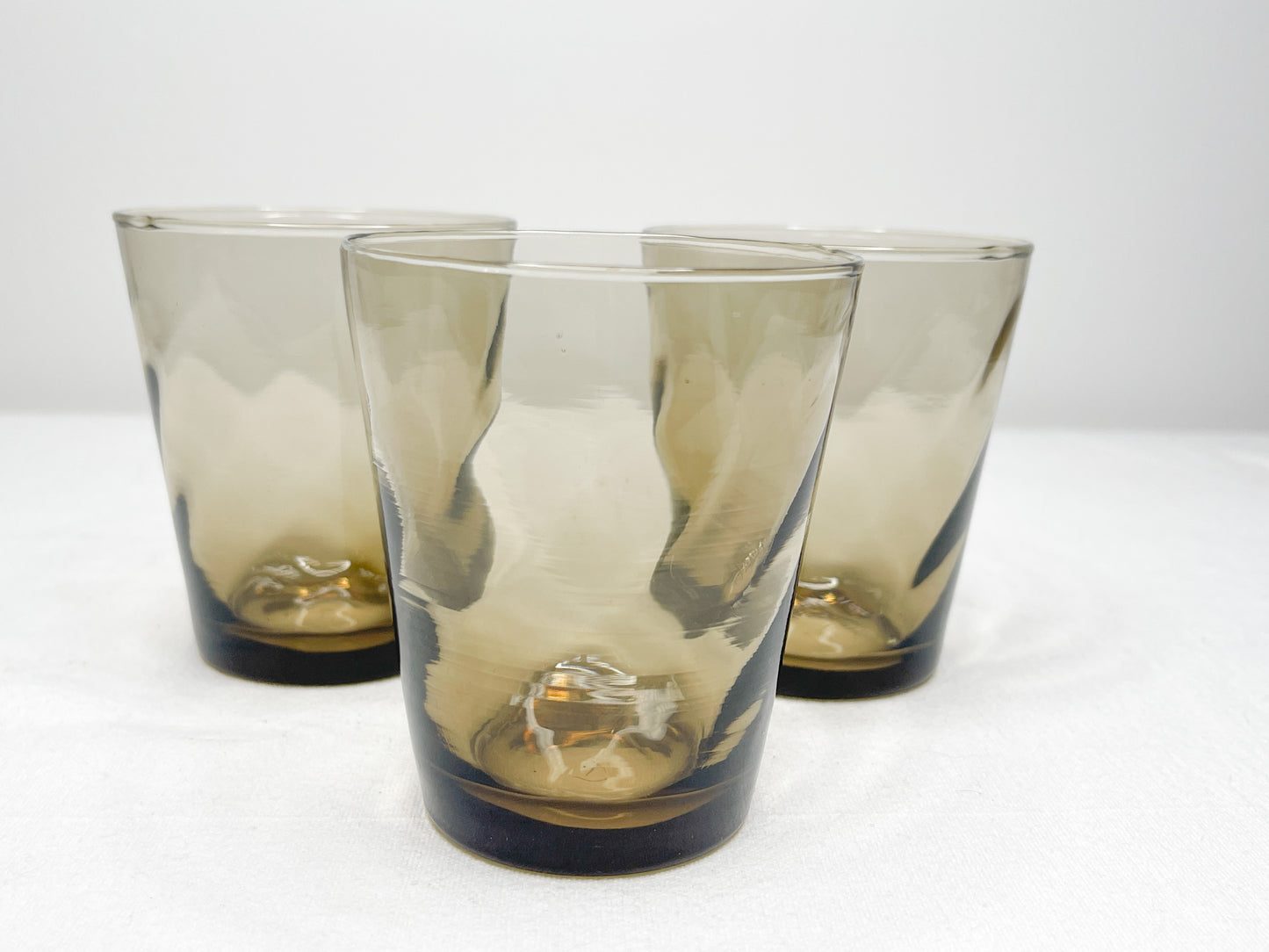 Lot of Three Vintage Smokey Juice Glasses