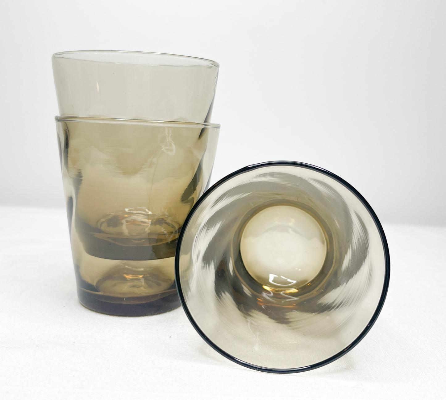 Lot of Three Vintage Smokey Juice Glasses