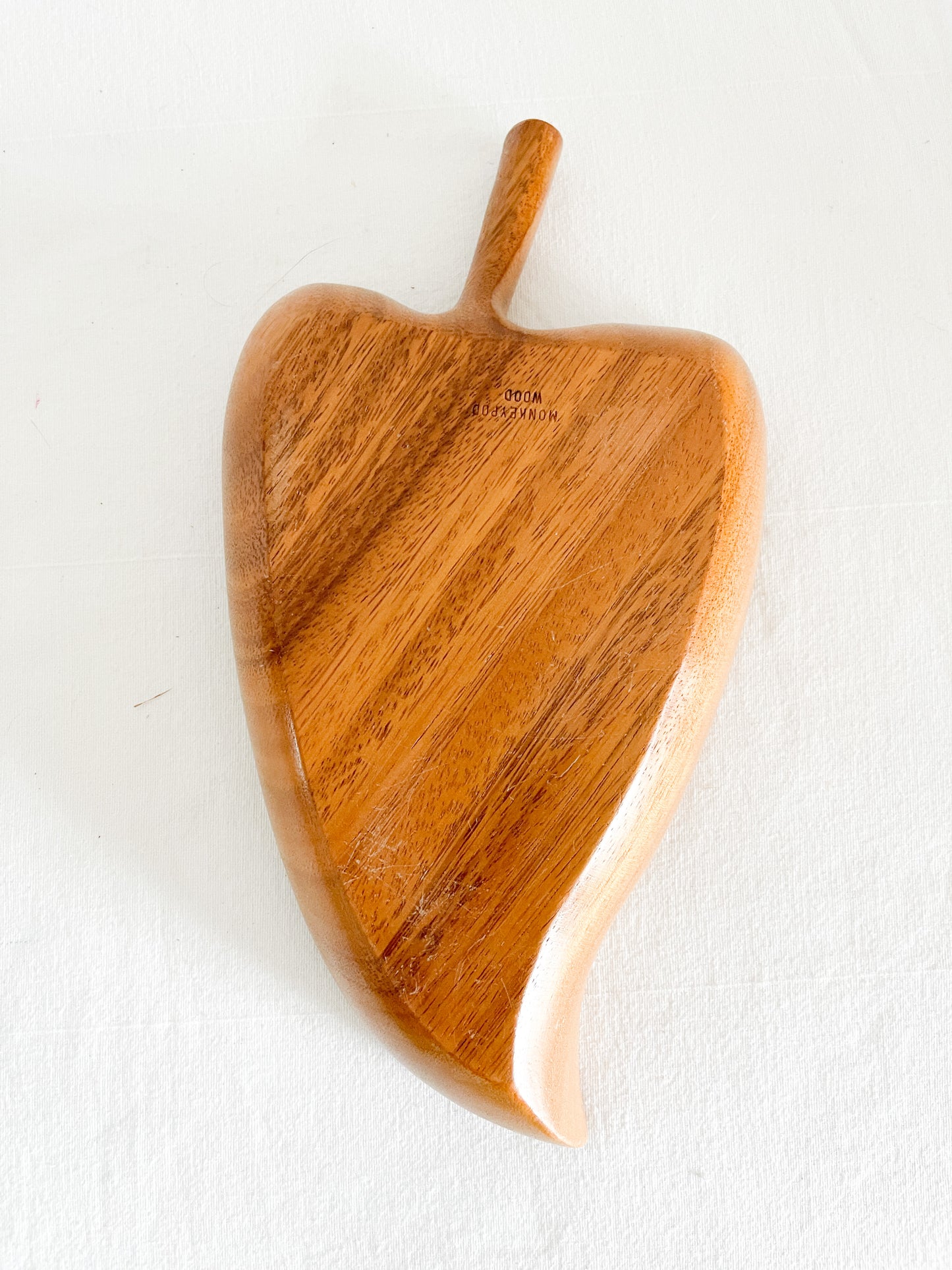 Vintage Monkey Pod Wood Leaf Shaped Compartment Dish