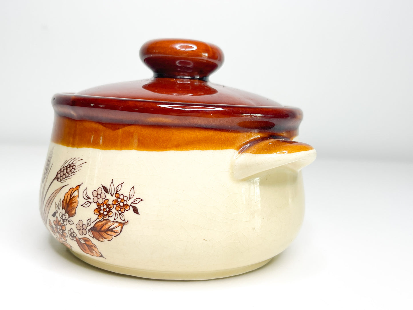 Vintage 1980s Lidded Bowl with Wheat Design | Boheme home Wheat design bowl