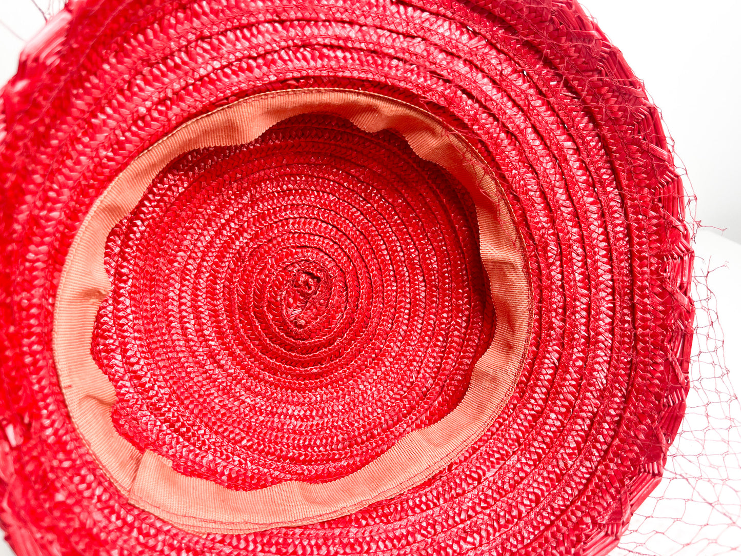 Vintage Red Summer Hat with Vine of Artificial Fruit | Vintage church hat | Vintage Easter hat