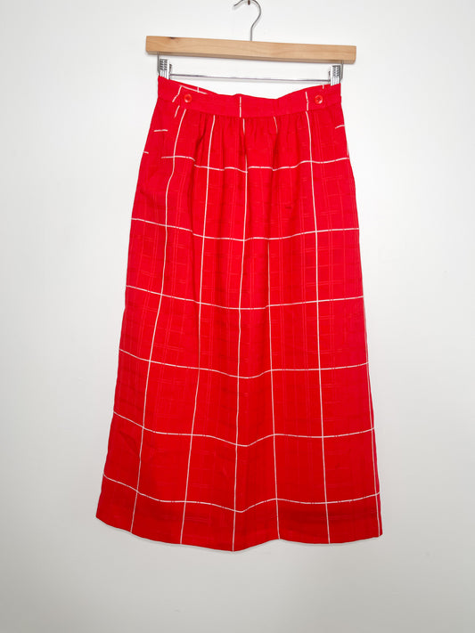 Vintage Red and White Plaid Skirt | Plaid Skirt | Vintage Pencil Skirt | Vintage Perruzzi Skirt