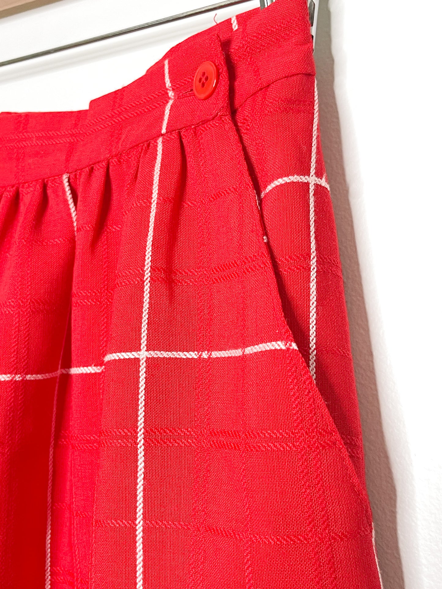 Vintage Red and White Plaid Skirt | Plaid Skirt | Vintage Pencil Skirt | Vintage Perruzzi Skirt