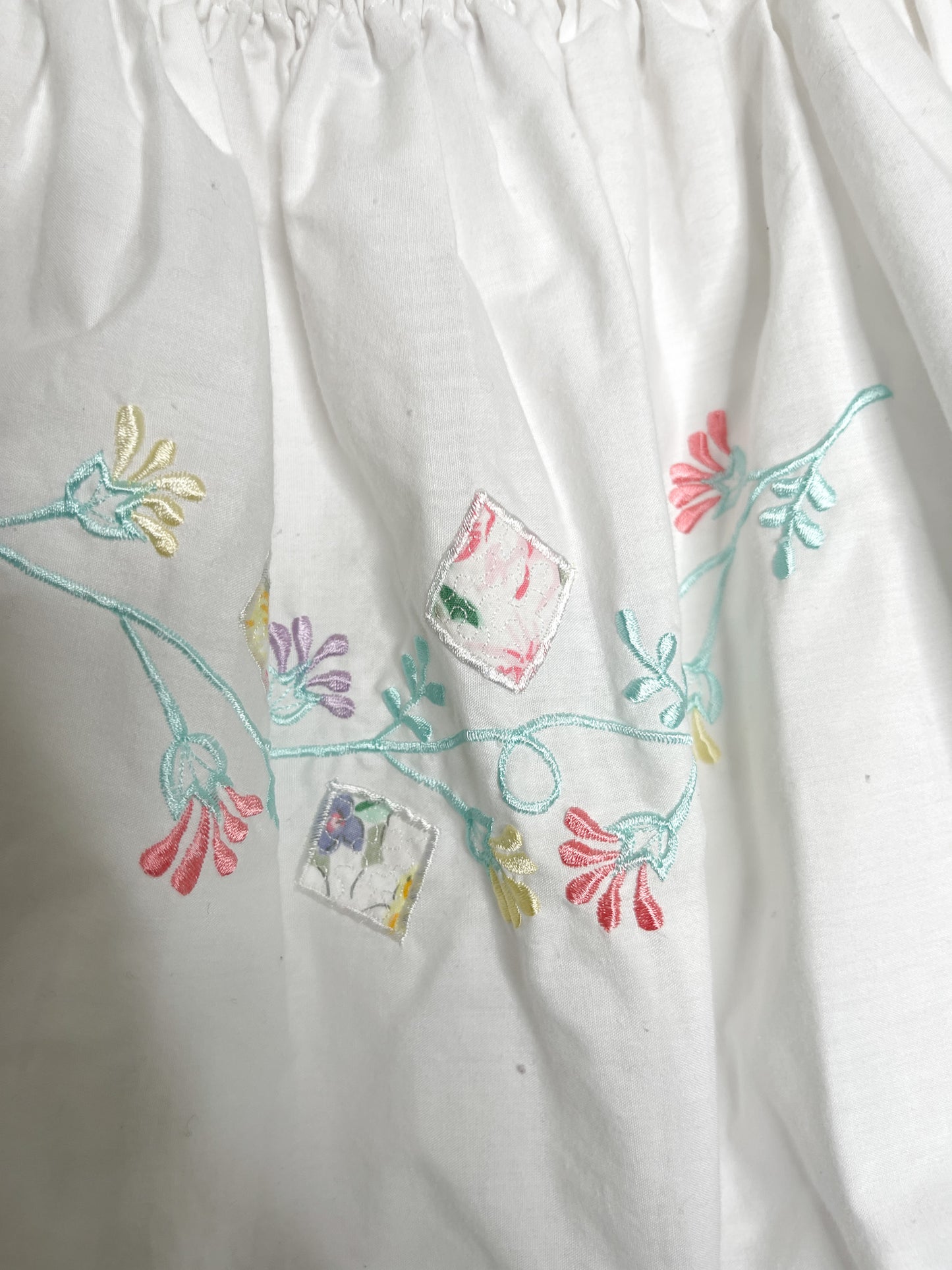 Cropped Embroidery Blouse with Elastic Waist and Neckline | Vintage Blouse | Vintage Cropped Top Blouse