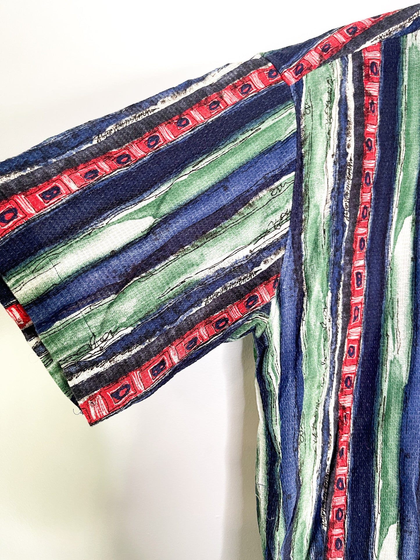 Vintage Tony D. Shirts | Vintage Striped Abstracted Printed 1990s Short Sleeved Mens Shirt | Size 42 - 16.5