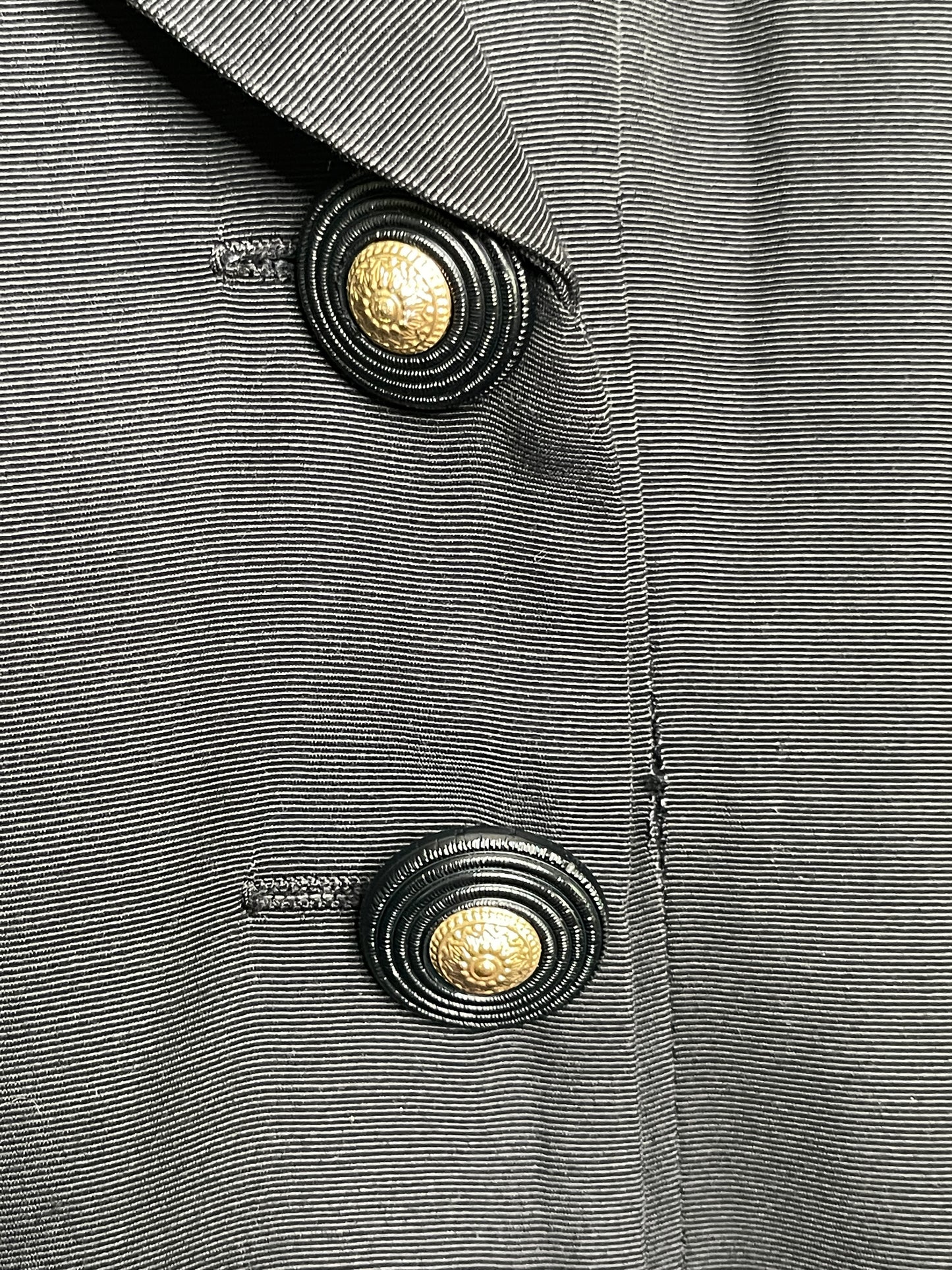 90s Amoretti Button Front Dress with Gold Detailing | Vintage Amoretti Black Dress