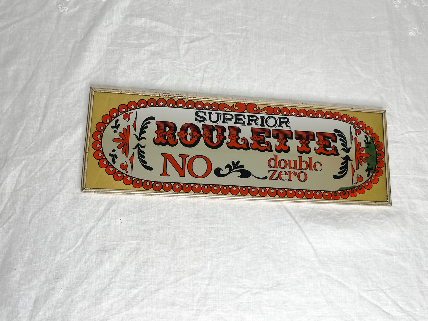 Vintage Superior Roulette - NO Double Zero - Mirrored Sign