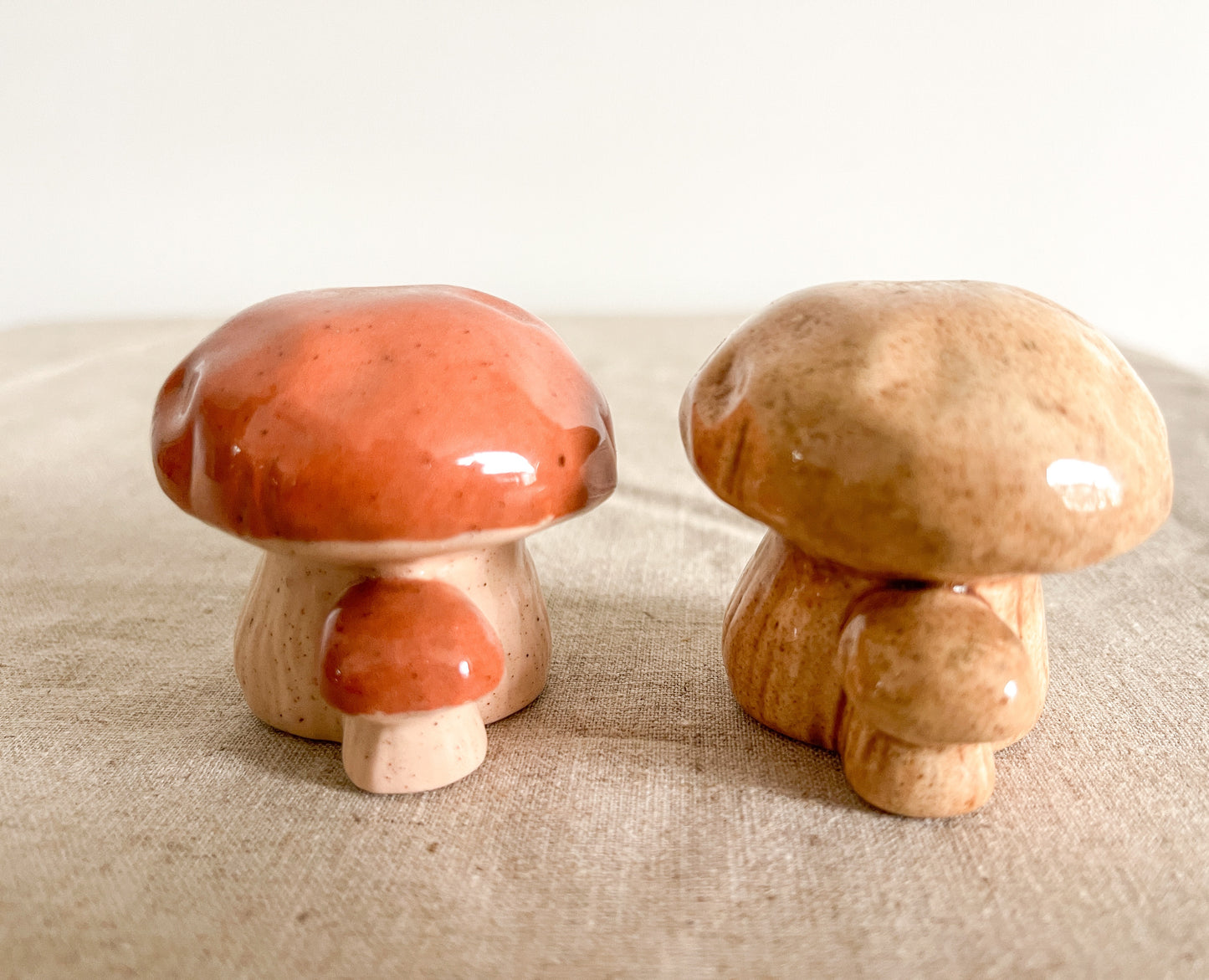 Lot of Two - Vintage Ceramic Mushroom Figurines.