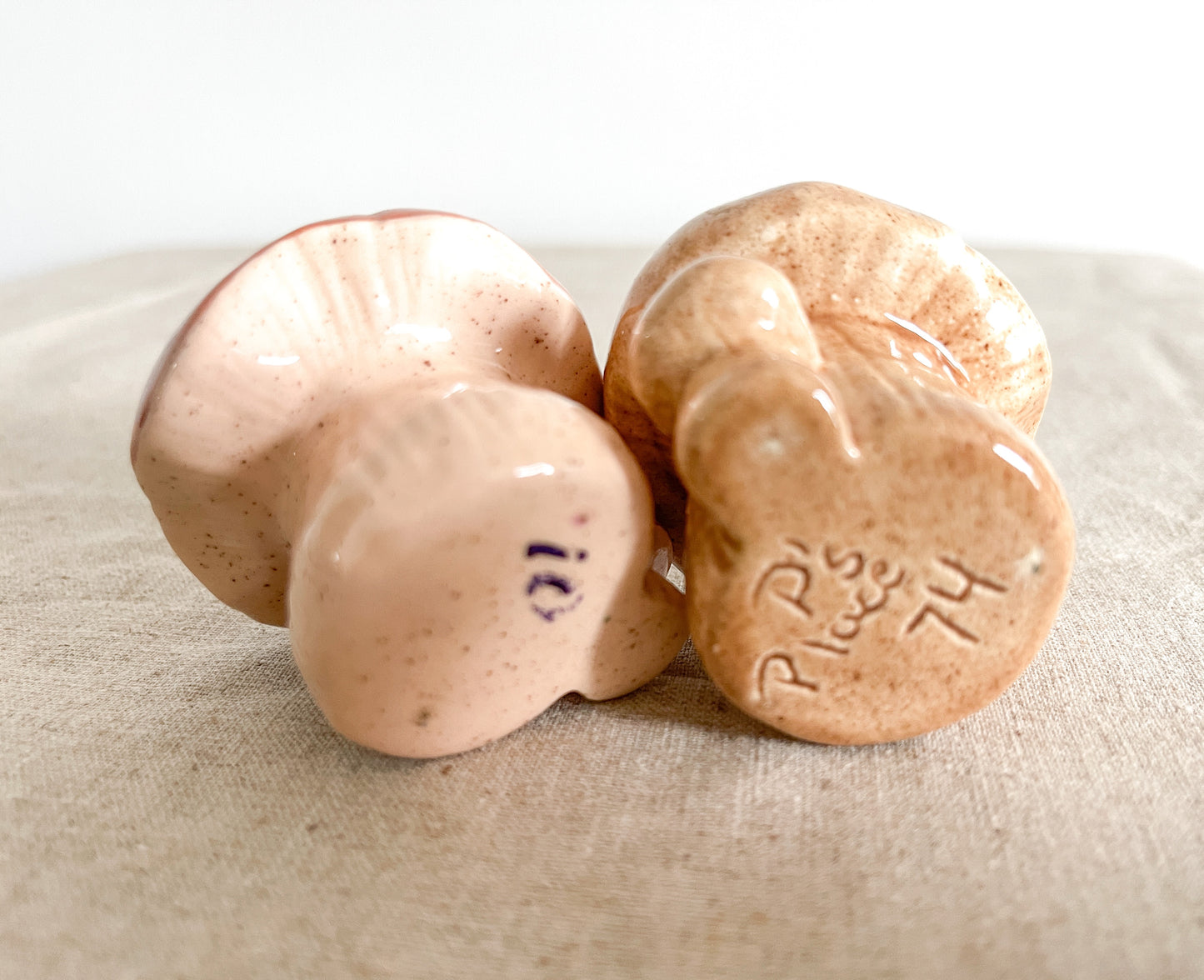 Lot of Two - Vintage Ceramic Mushroom Figurines.