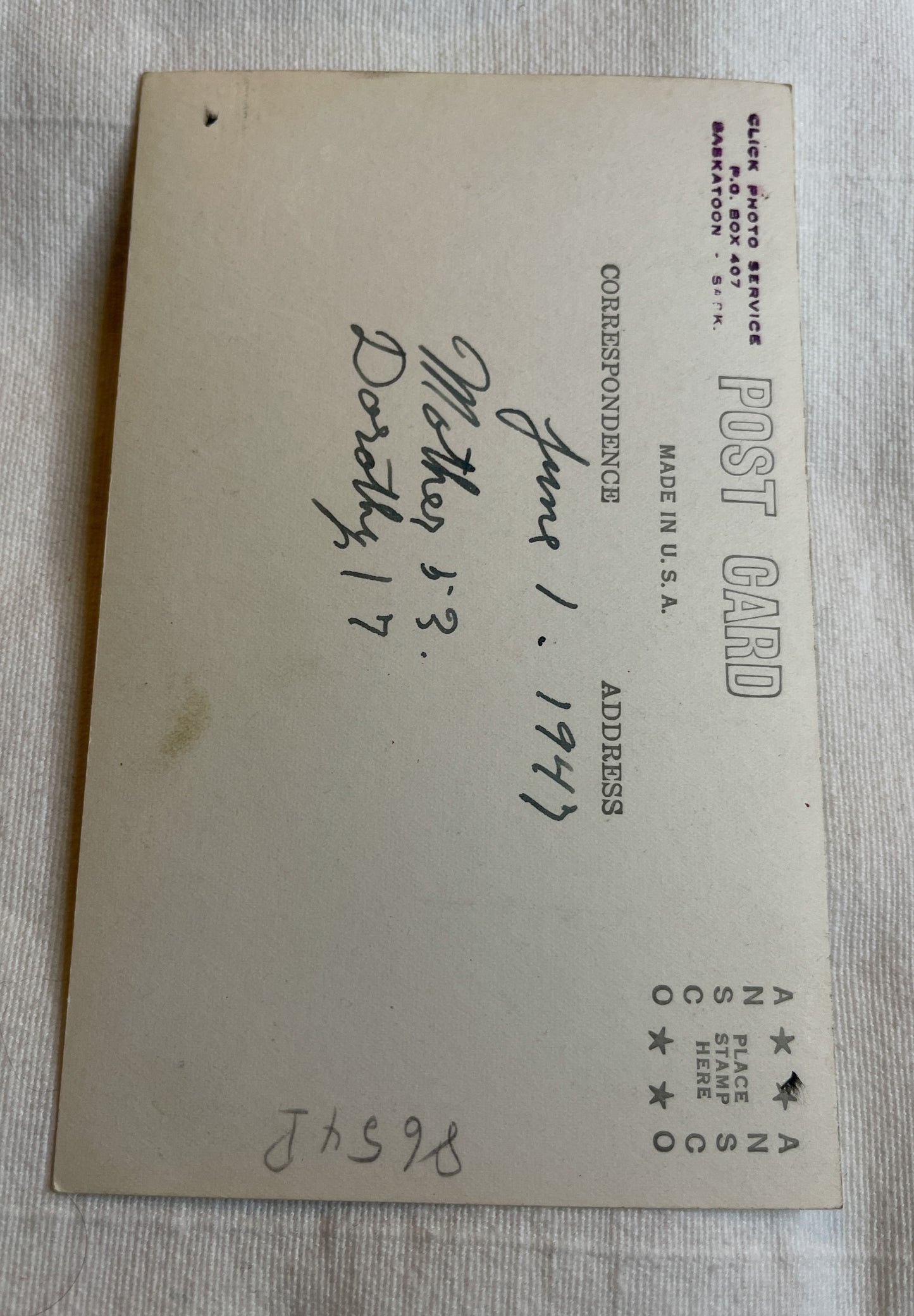 1947 Photo Postcard of Mother and Daughter.