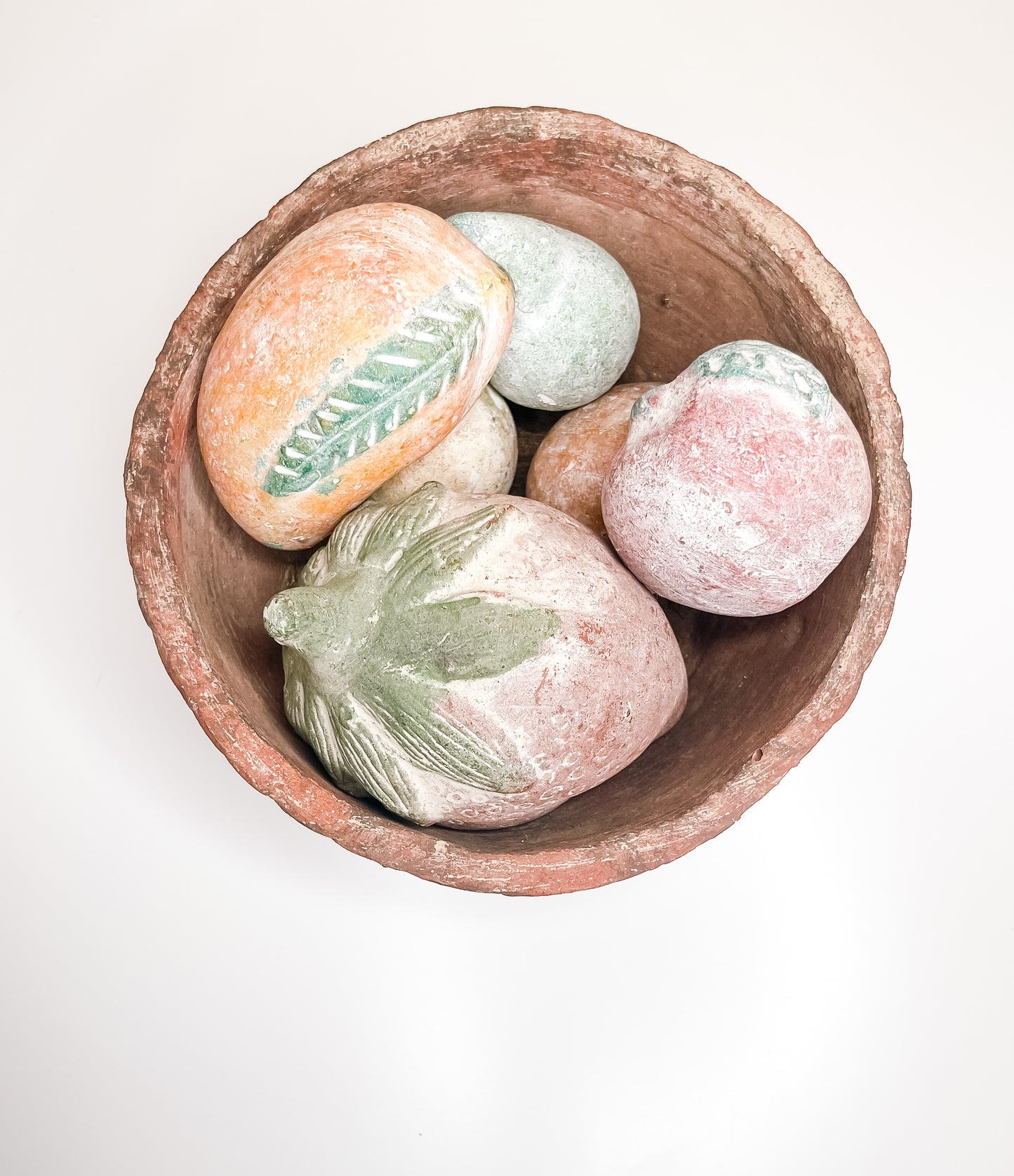 Vintage Terracotta Fruit Bowl with Terracotta Fruit
