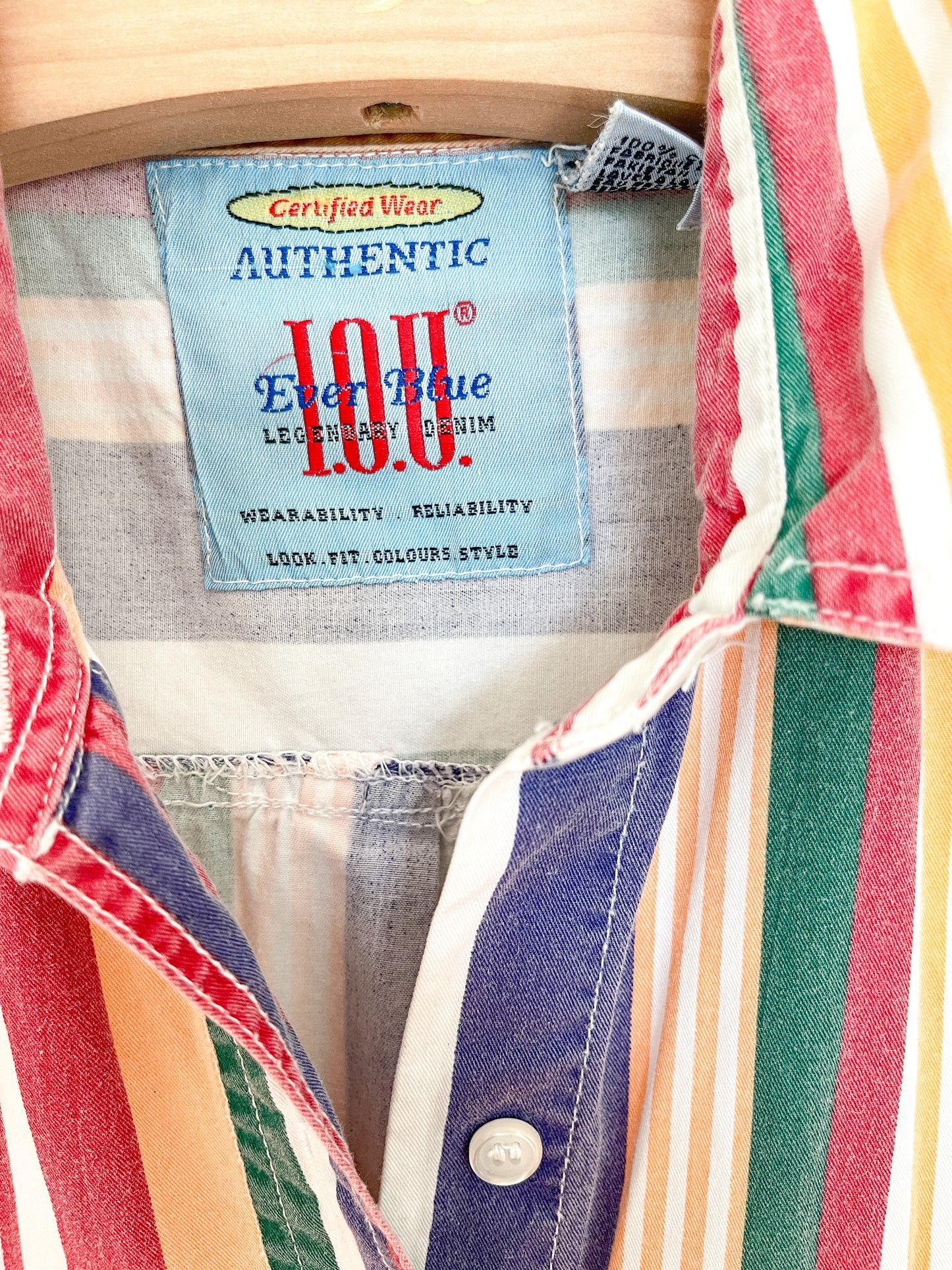 Vintage '90's I.O.U. Striped Denim Sleeveless Blouse.