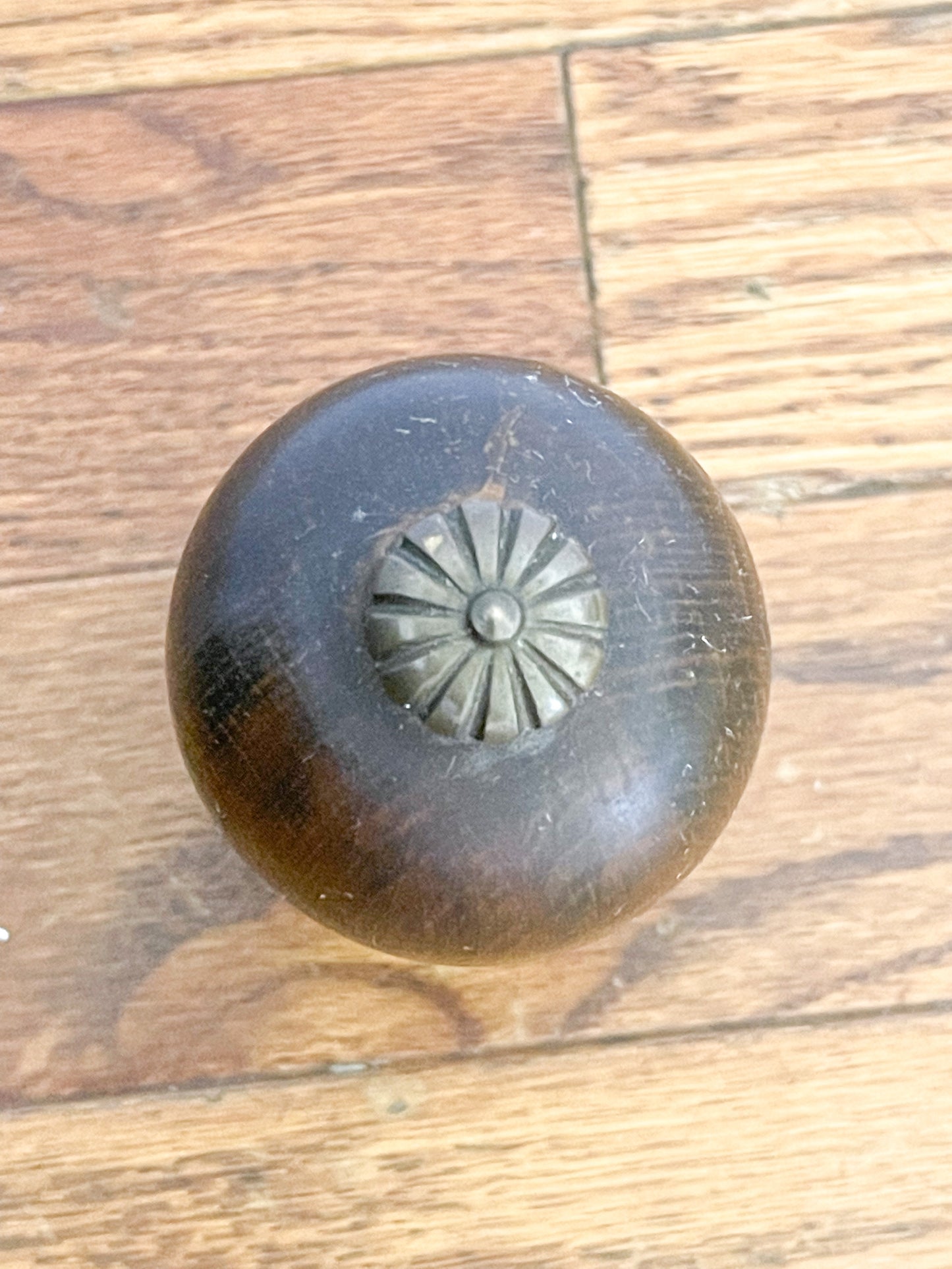 Vintage Emerald  Green Glass Decanter with Wooden Lid.
