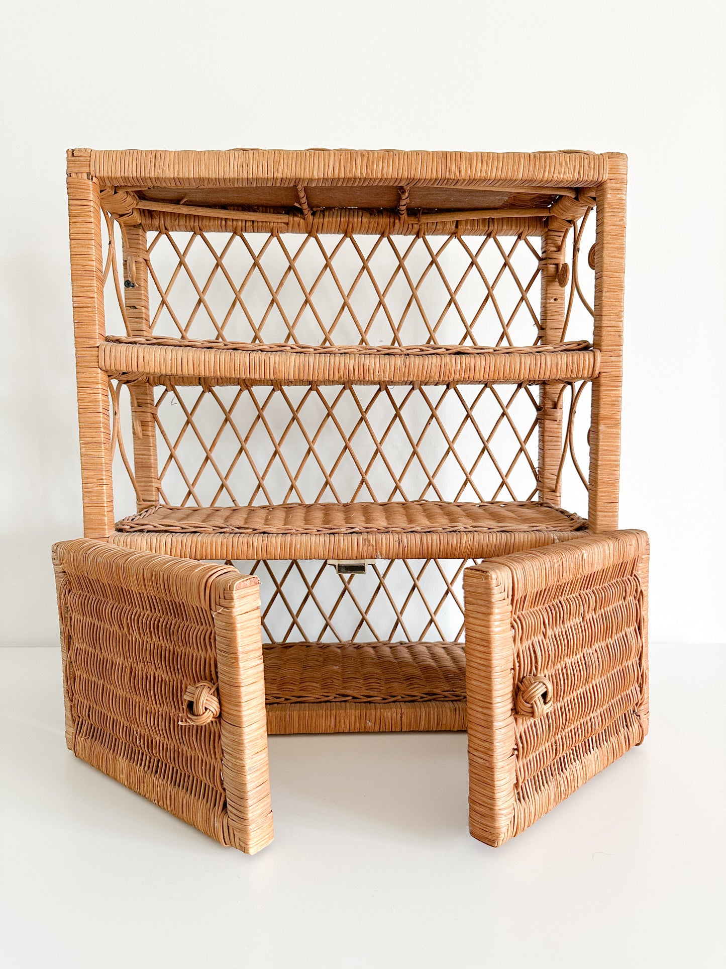 Vintage Rattan Wall Hanging Shelving unit