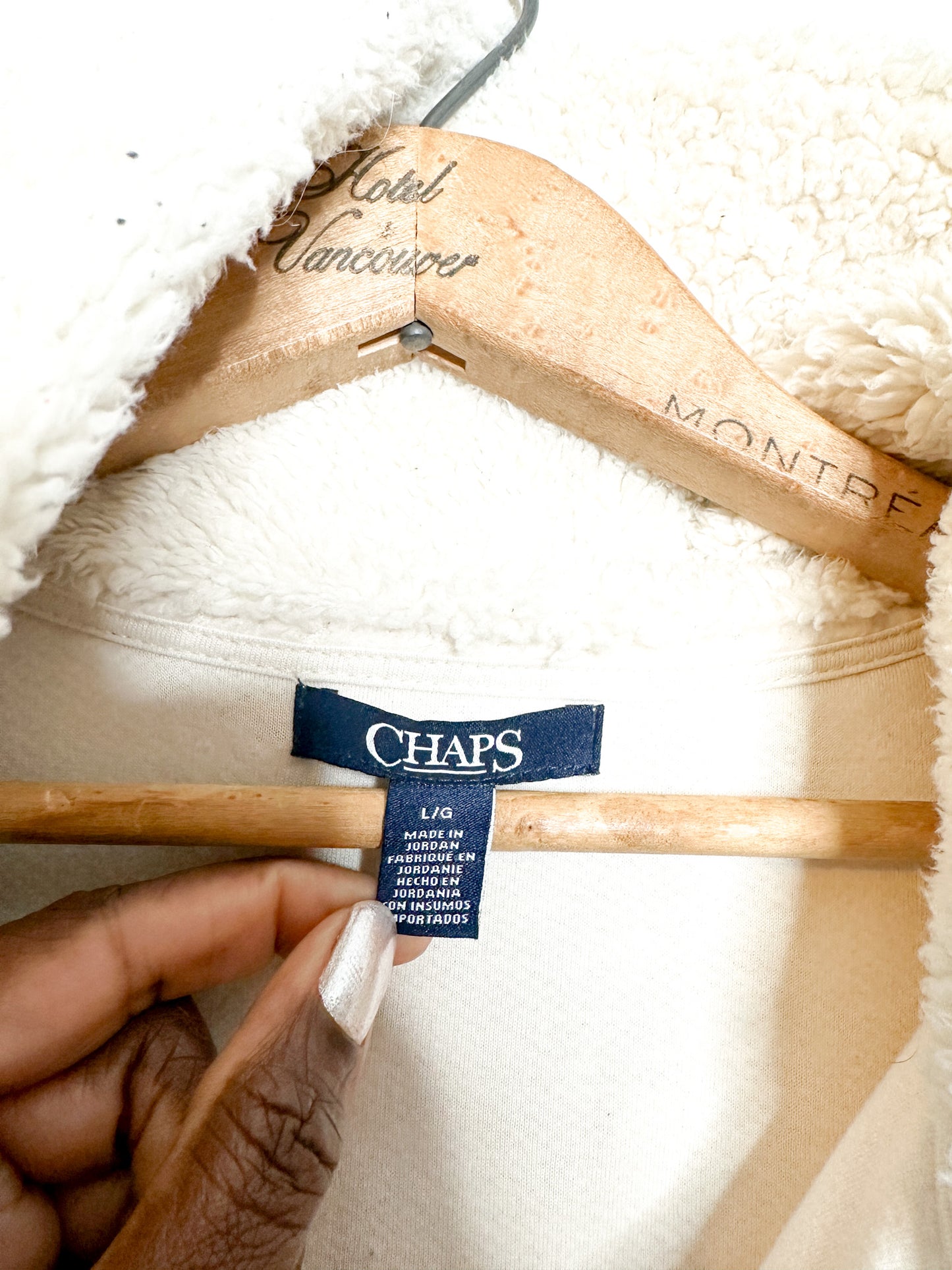 CHAPS Cozy Teddy Coat Size: Large | Vintage Zipper Front Cream Sweater