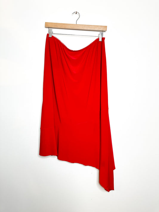 90s Y2K Red Asymmetrical Skirt Size: Large | Feelings Red Skirt