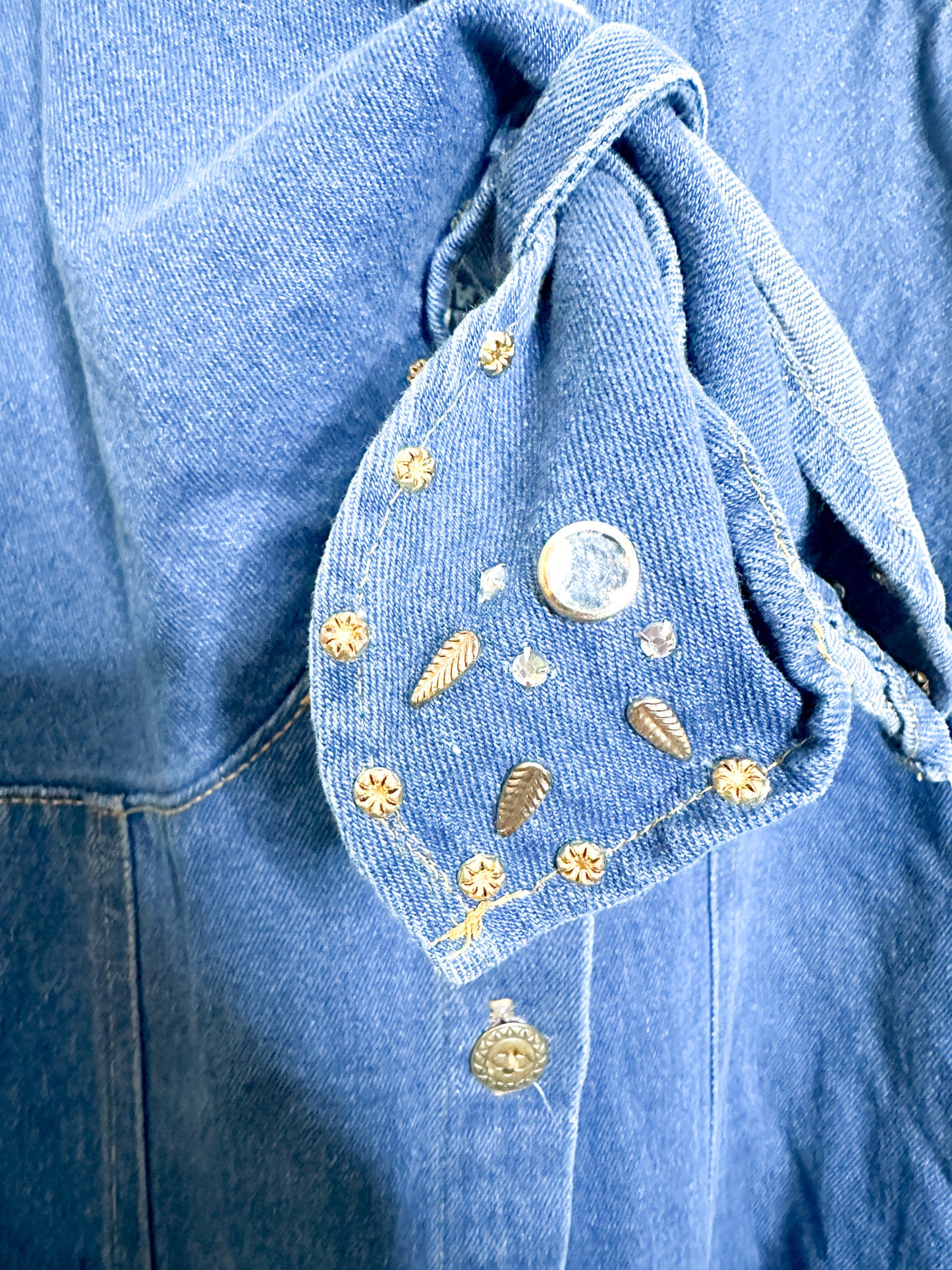 RAMA of U.S.A. Denim Alter Dress | 90s Vintage Jean and Bejewelled Alter Dress | XL