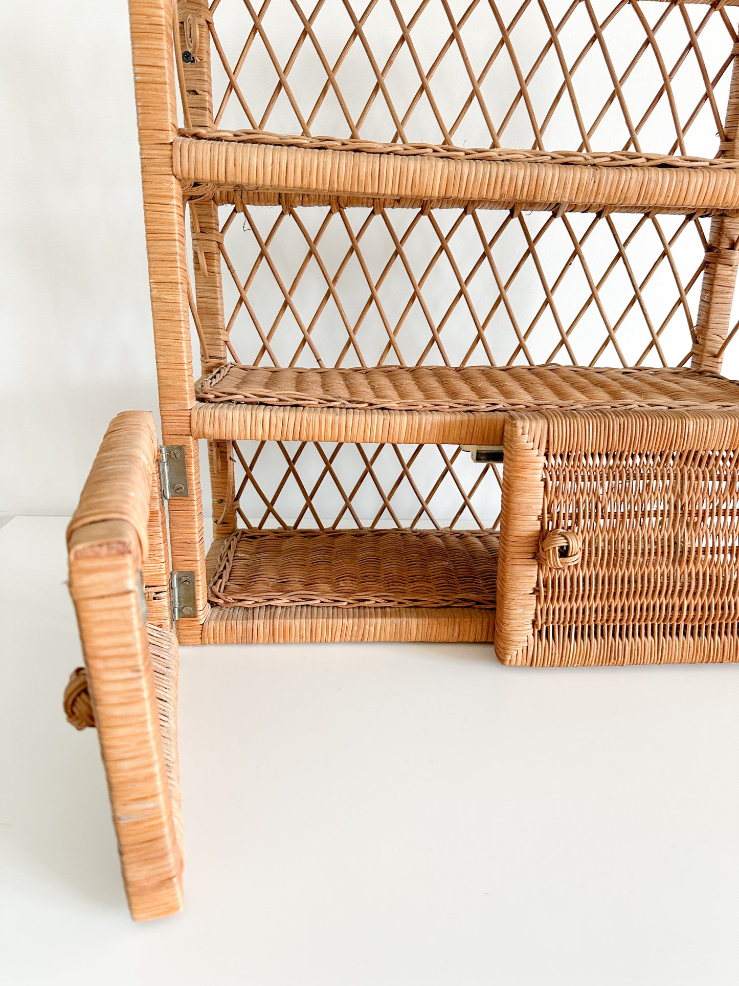 Vintage Rattan Wall Hanging Shelving unit