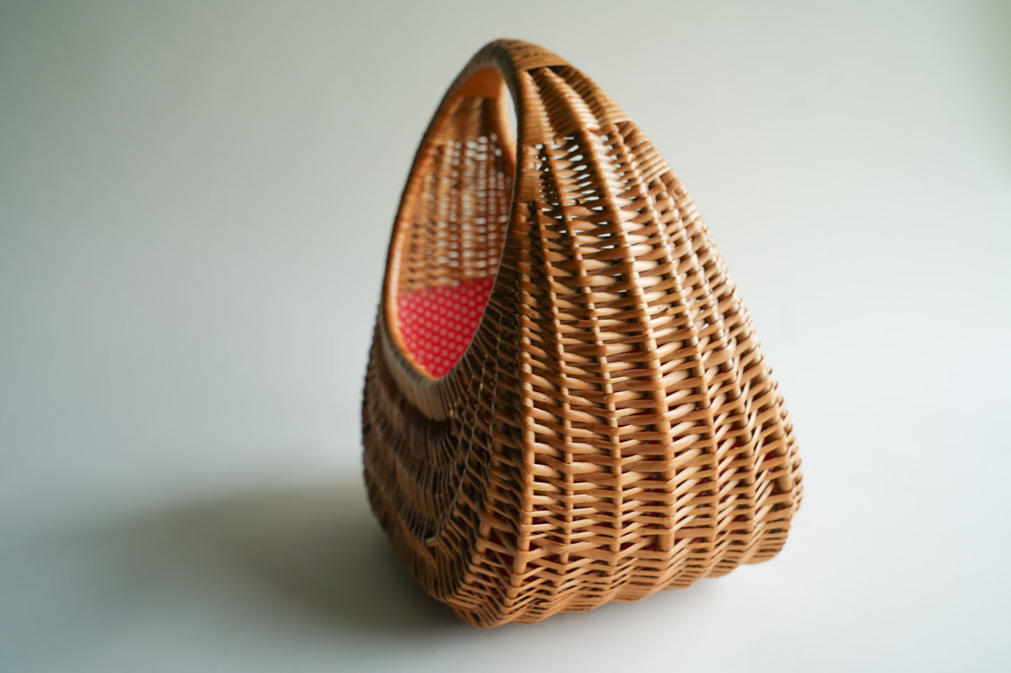 Gondola Wicker Basket with Polka Dot Lining | Vintage Flower Basket