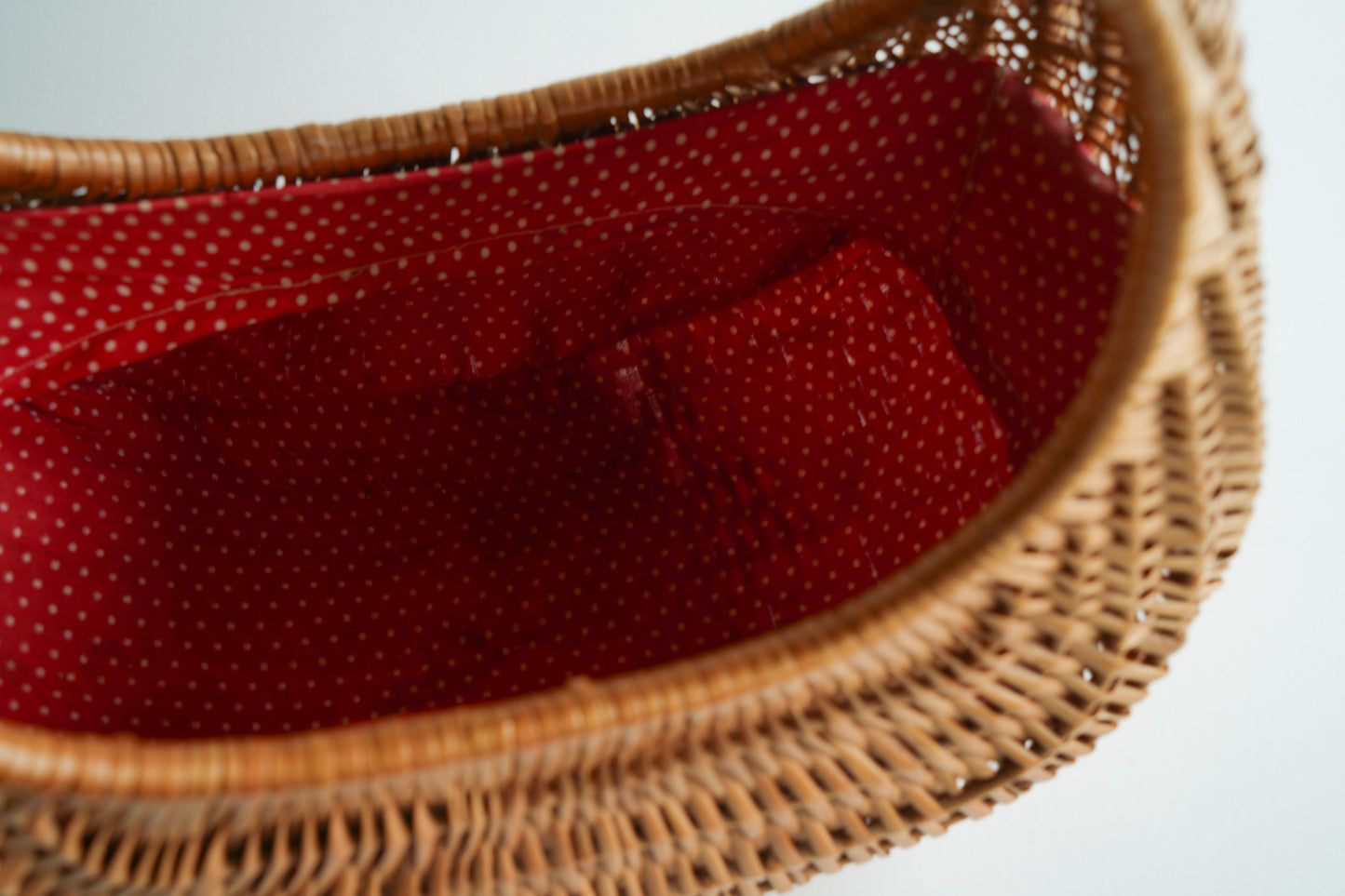 Gondola Wicker Basket with Polka Dot Lining | Vintage Flower Basket