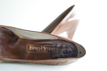 Vintage Evan-Picone Brown Leather Pumps | Vintage Leather Pums| Size: 8(Narrow)