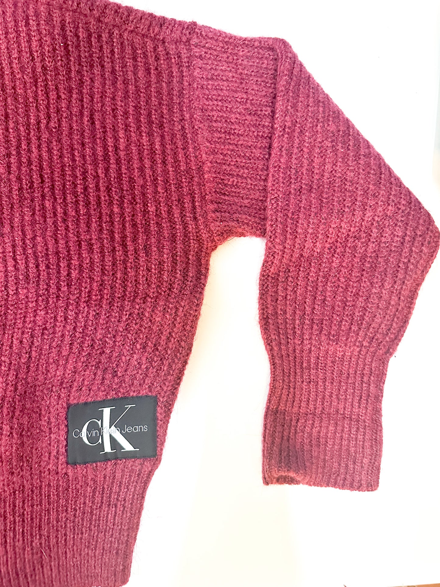 Calvin  Klein Zipper Front Sweater| Pre-Loved CK Maroon Sweater Size: S |