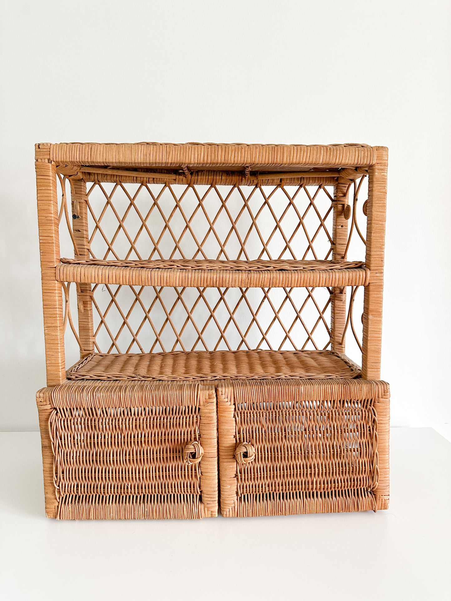 Vintage Rattan Wall Hanging Shelving unit