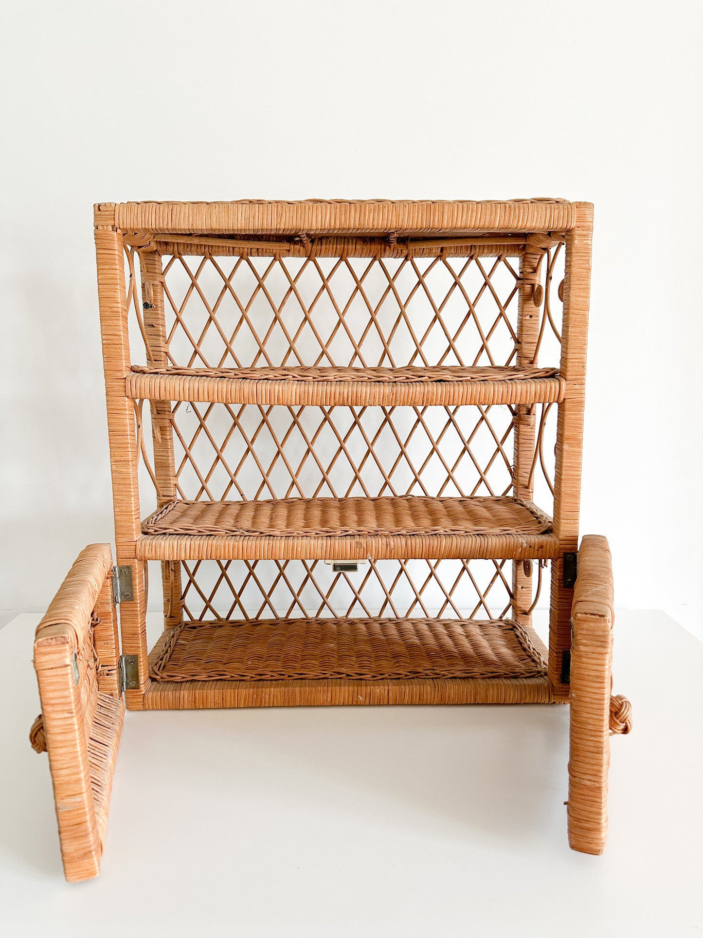 Vintage Rattan Wall Hanging Shelving unit