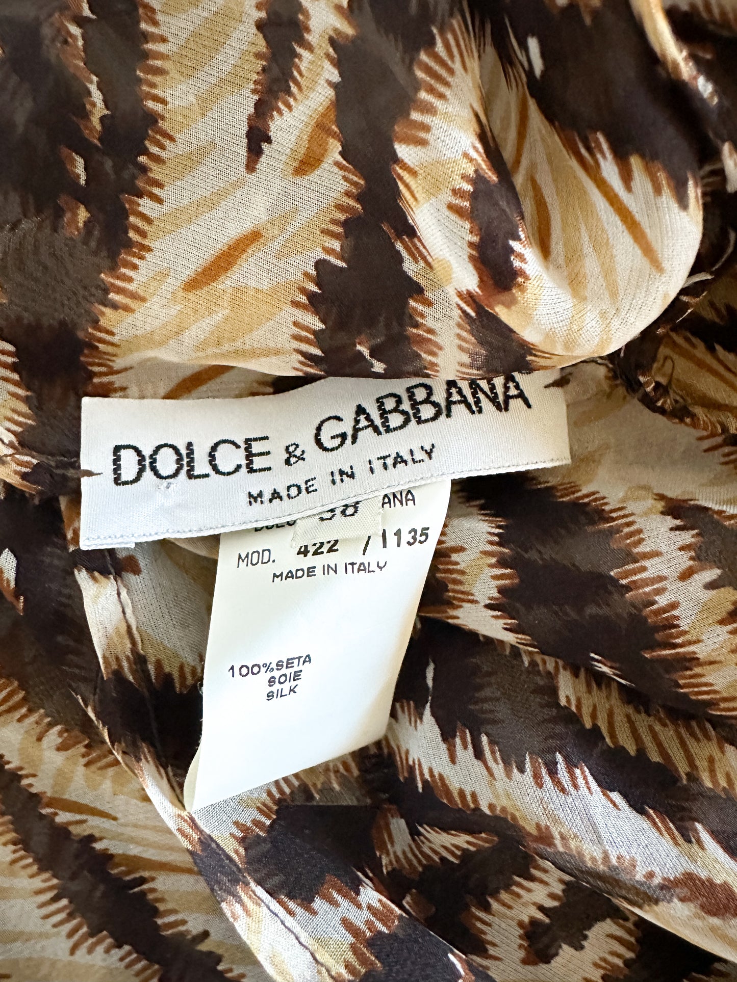 Dolce & Gabbana S/S 1996 Tiger Print Sheer Silk Hooded Poncho Tunic | Vintage Dolce and Gabbana Poncho | Vintage Designer Poncho | Size: 38