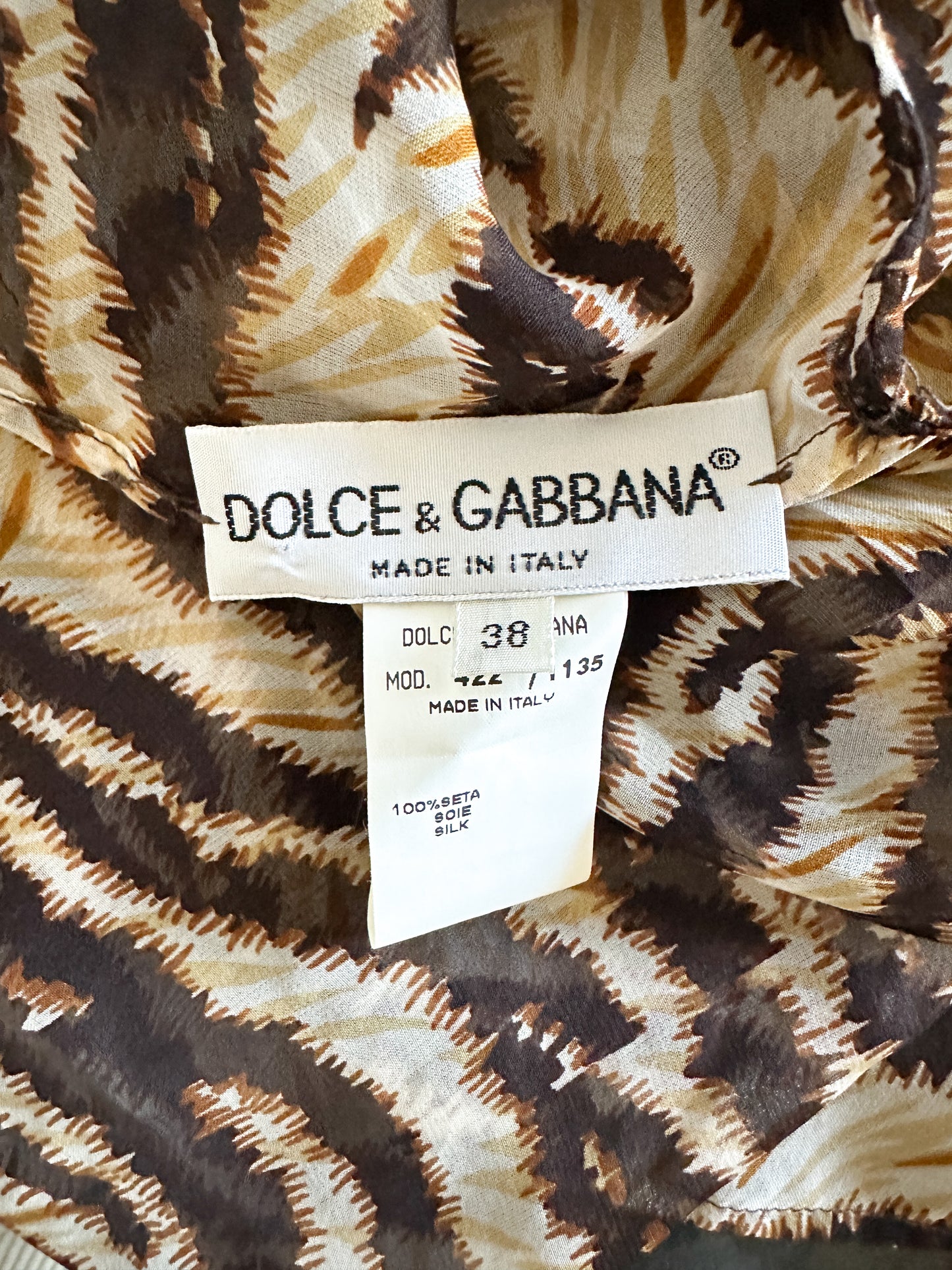 Dolce & Gabbana S/S 1996 Tiger Print Sheer Silk Hooded Poncho Tunic | Vintage Dolce and Gabbana Poncho | Vintage Designer Poncho | Size: 38