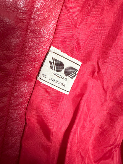 Red Leather Bomber Jacket | Berto Vanelli Red Leather Jacket| Cropped Red Leather Jacket