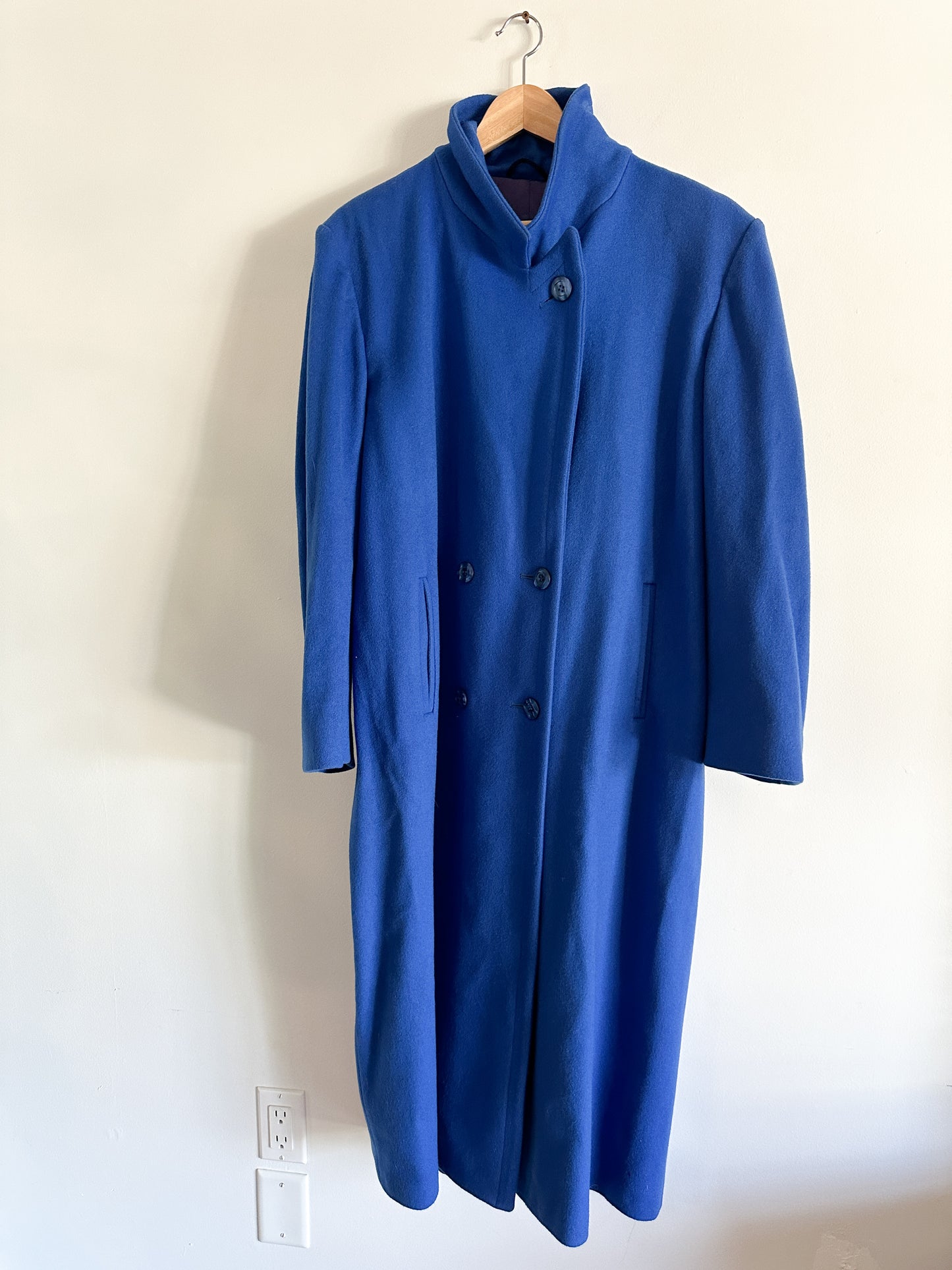 Royal Blue London Fog Wool Double Breasted Coat| Full Length , fully lined double breasted coat Size:18-M
