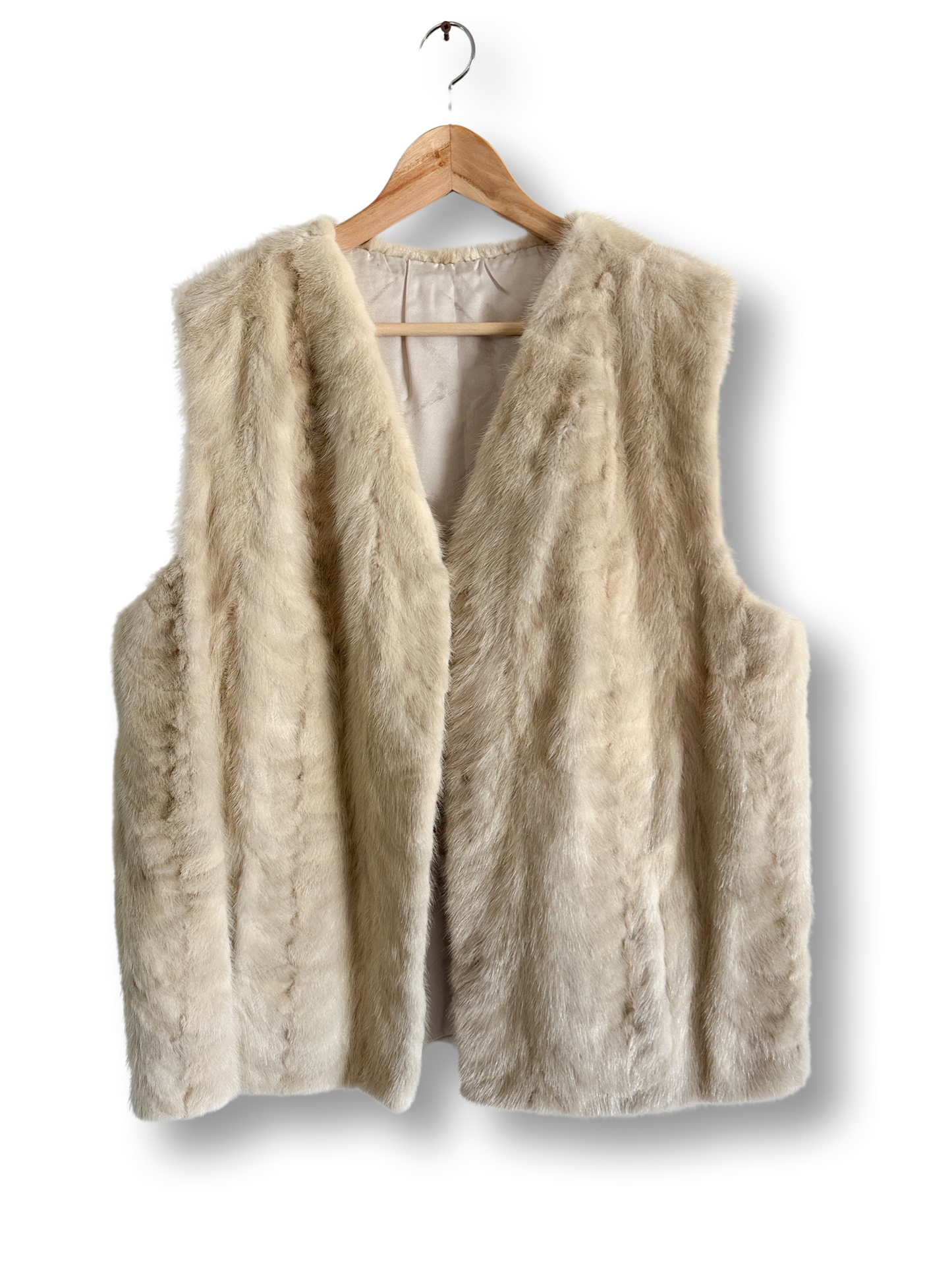 Vintage Cream Fur Vest | Size: Large | Fully Lined Fur Vest
