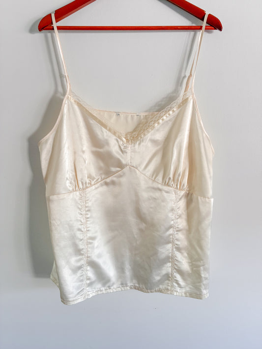 Vintage White Lace Camisole – Embroidered Sweetheart Neckline Lingerie Top, Plus Size 2XL