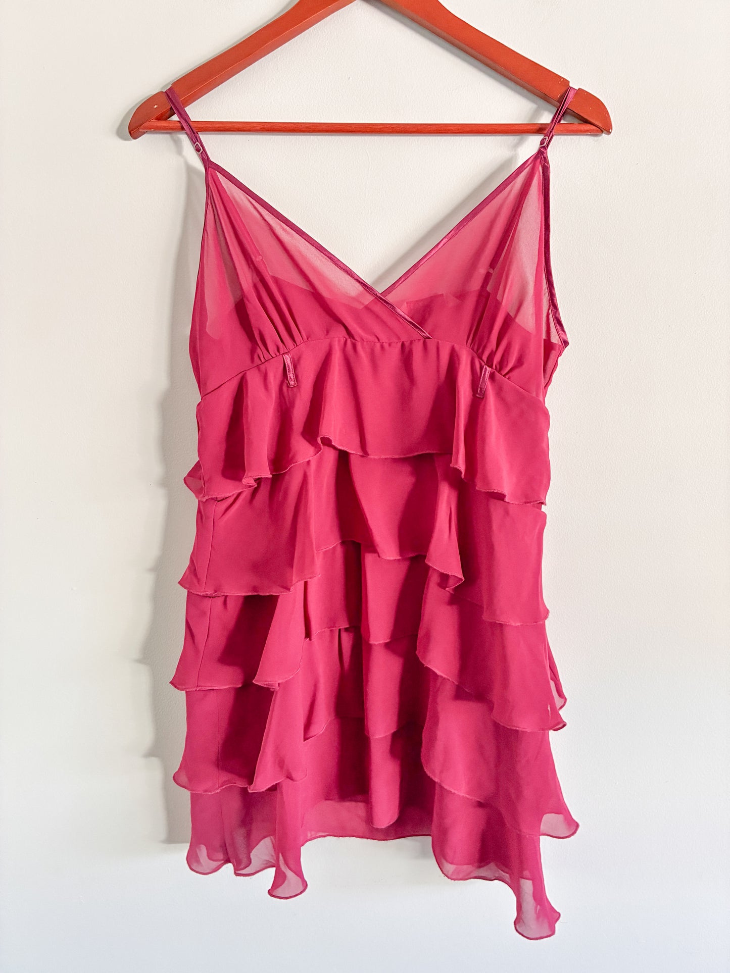 Vintage La Vie En Rose Pink Ruffled Sleepwear Top Large Polyester