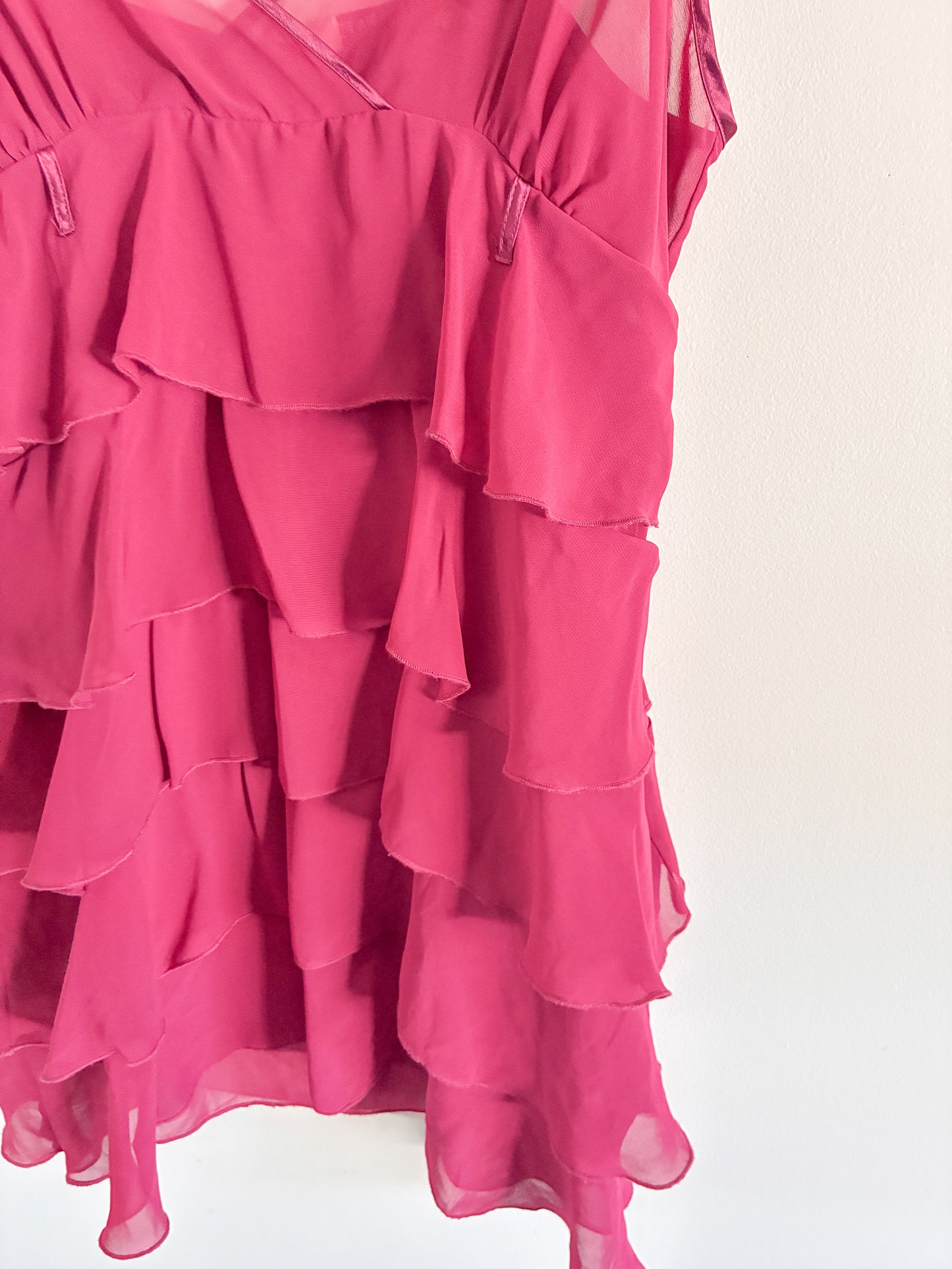 Vintage La Vie En Rose Pink Ruffled Sleepwear Top Large Polyester