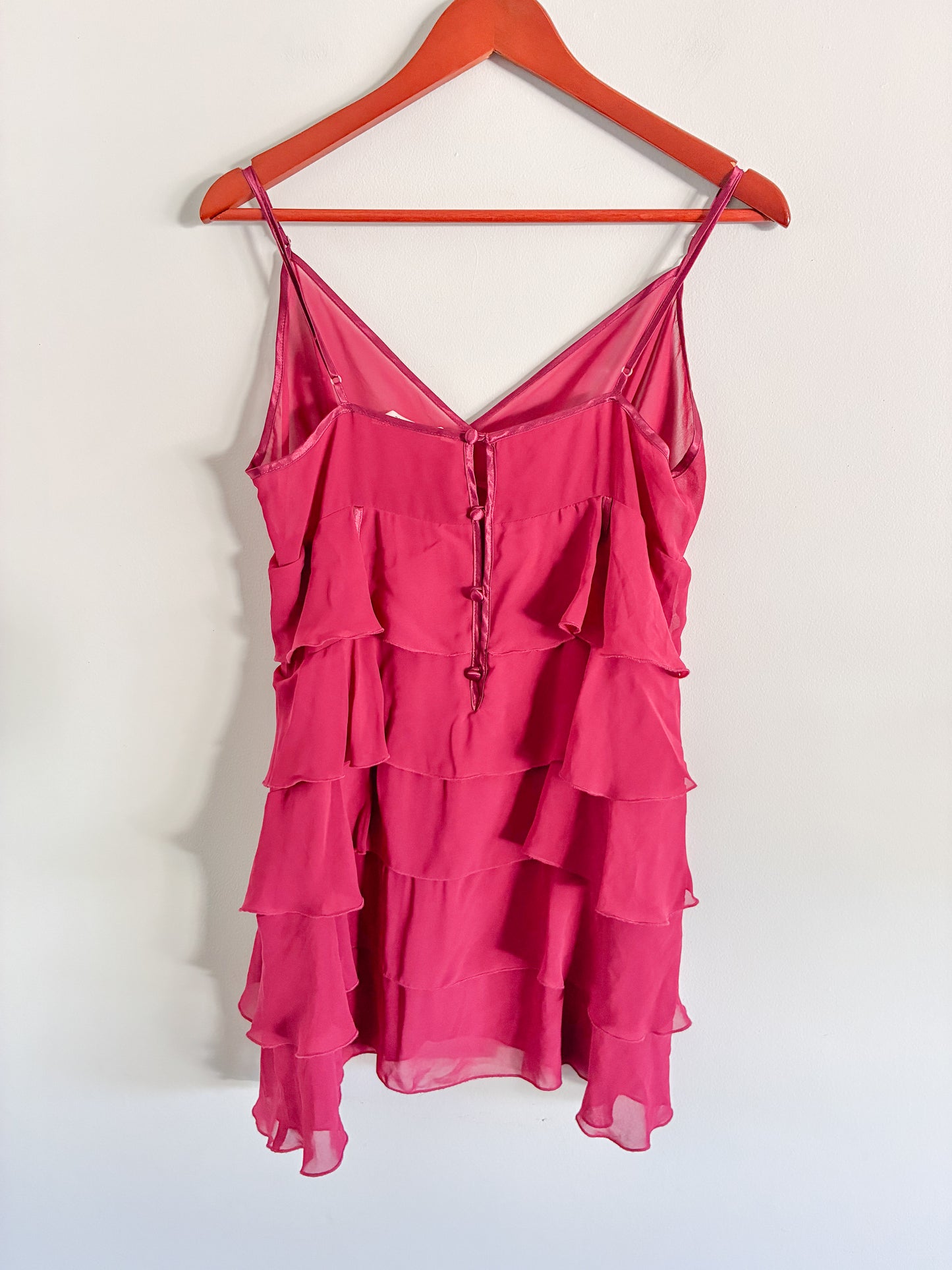 Vintage La Vie En Rose Pink Ruffled Sleepwear Top Large Polyester