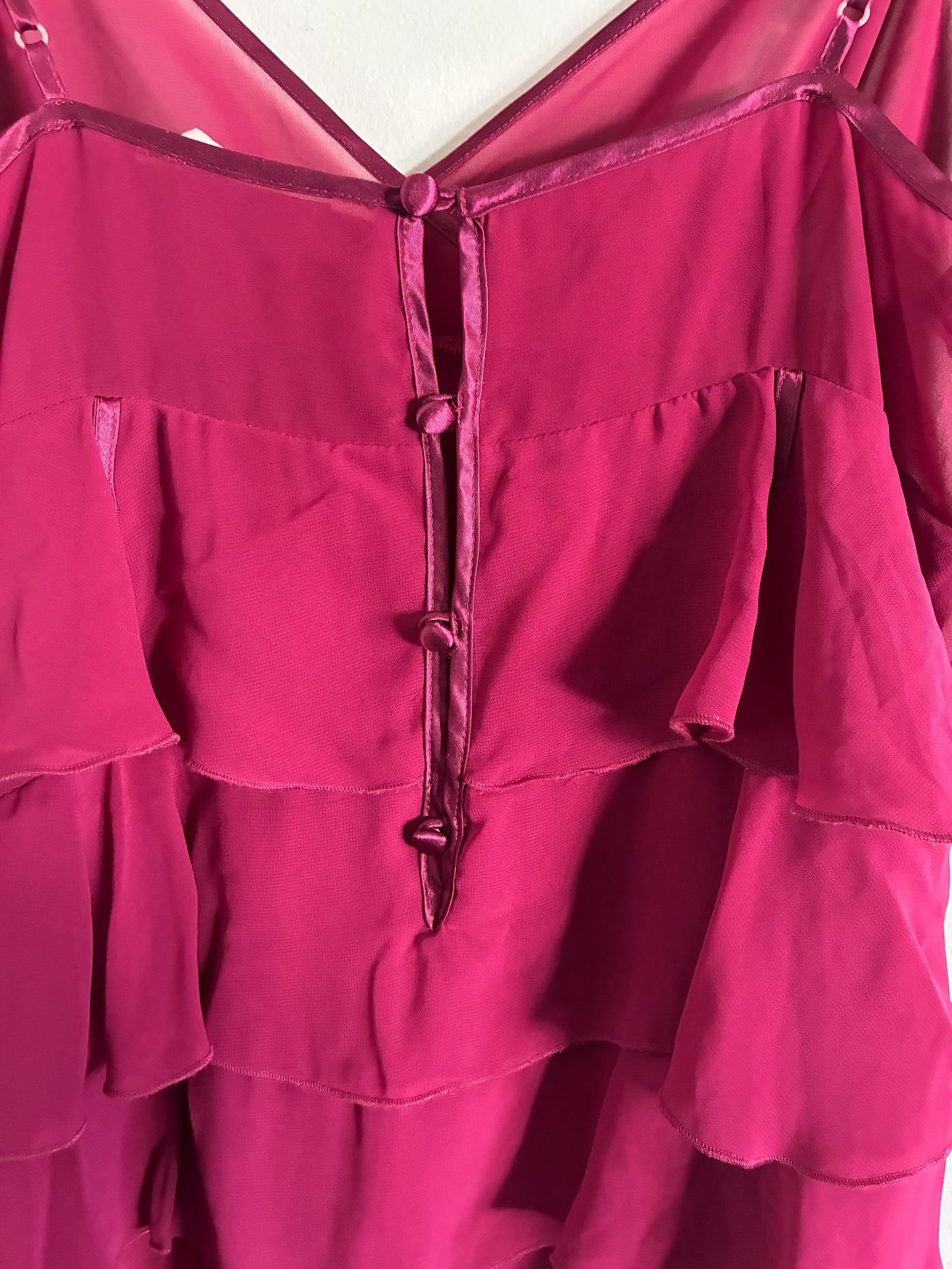 Vintage La Vie En Rose Pink Ruffled Sleepwear Top Large Polyester