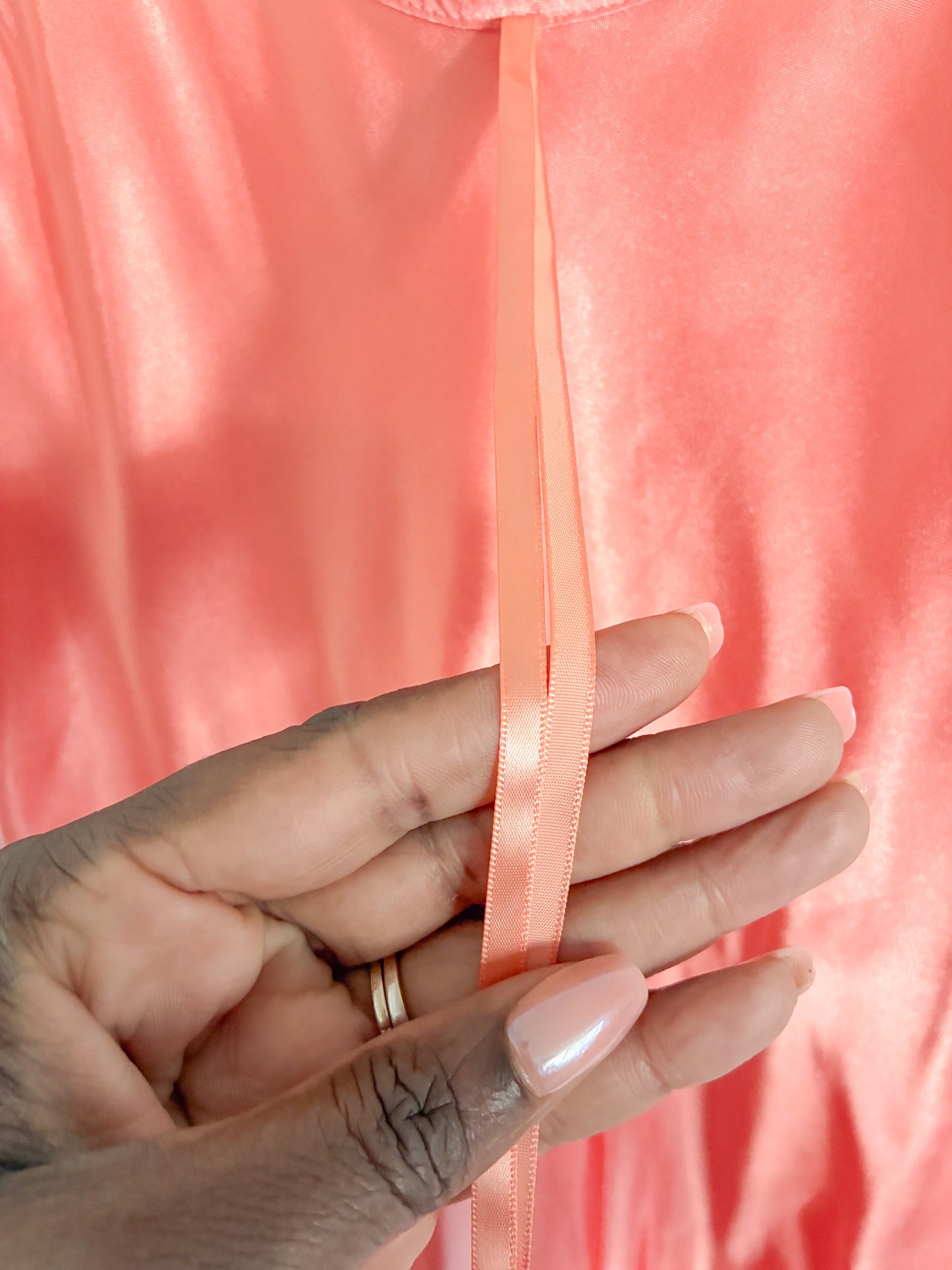 Vintage Bright Orange Lingerie Top with Front Tie – Sheer Polyester Cami