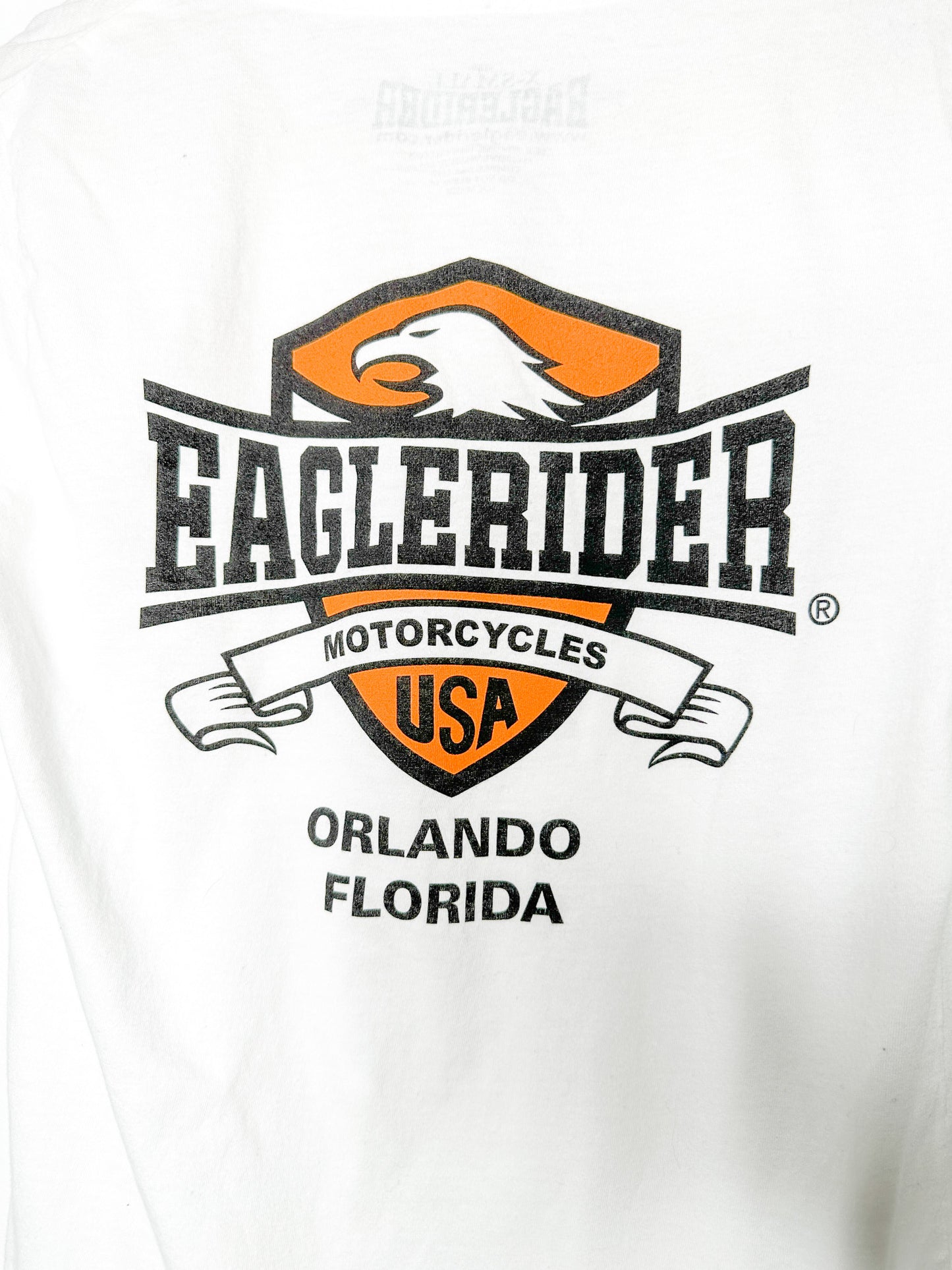 Vintage Deep V Eagle Rider T-Shirt Short Sleeves Orlando Florida | Motorcycle T-shirts | Size: XS