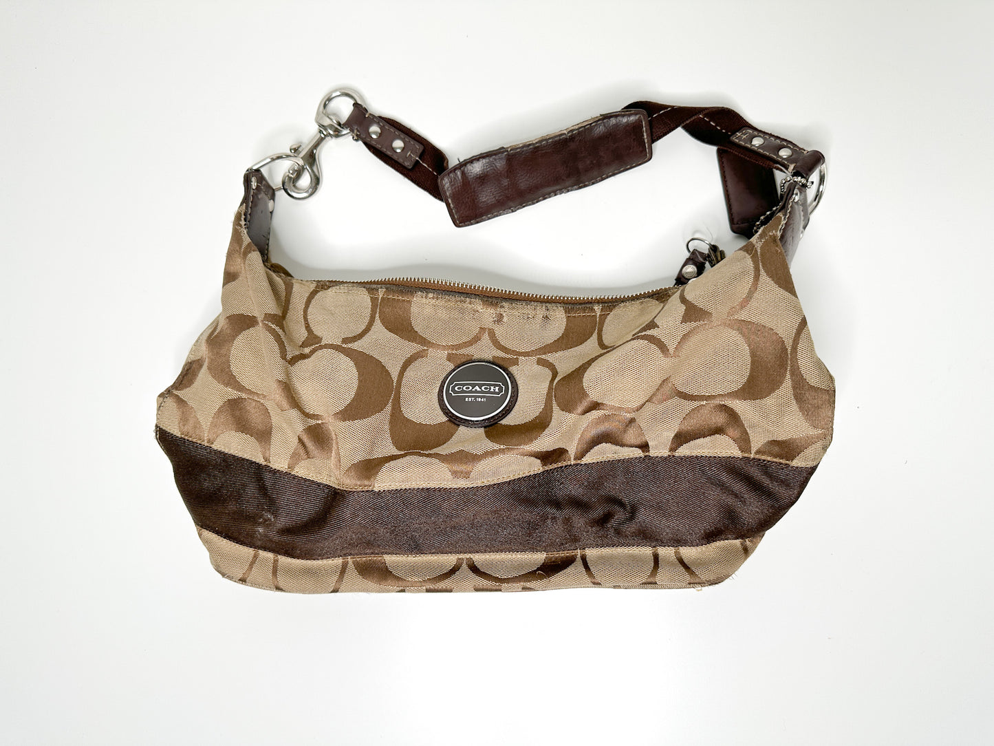 Vintage Monogram COACH Khaki Jacquard Hobo Bag | Authentic Luxury Purse | Authentic Coach Bag