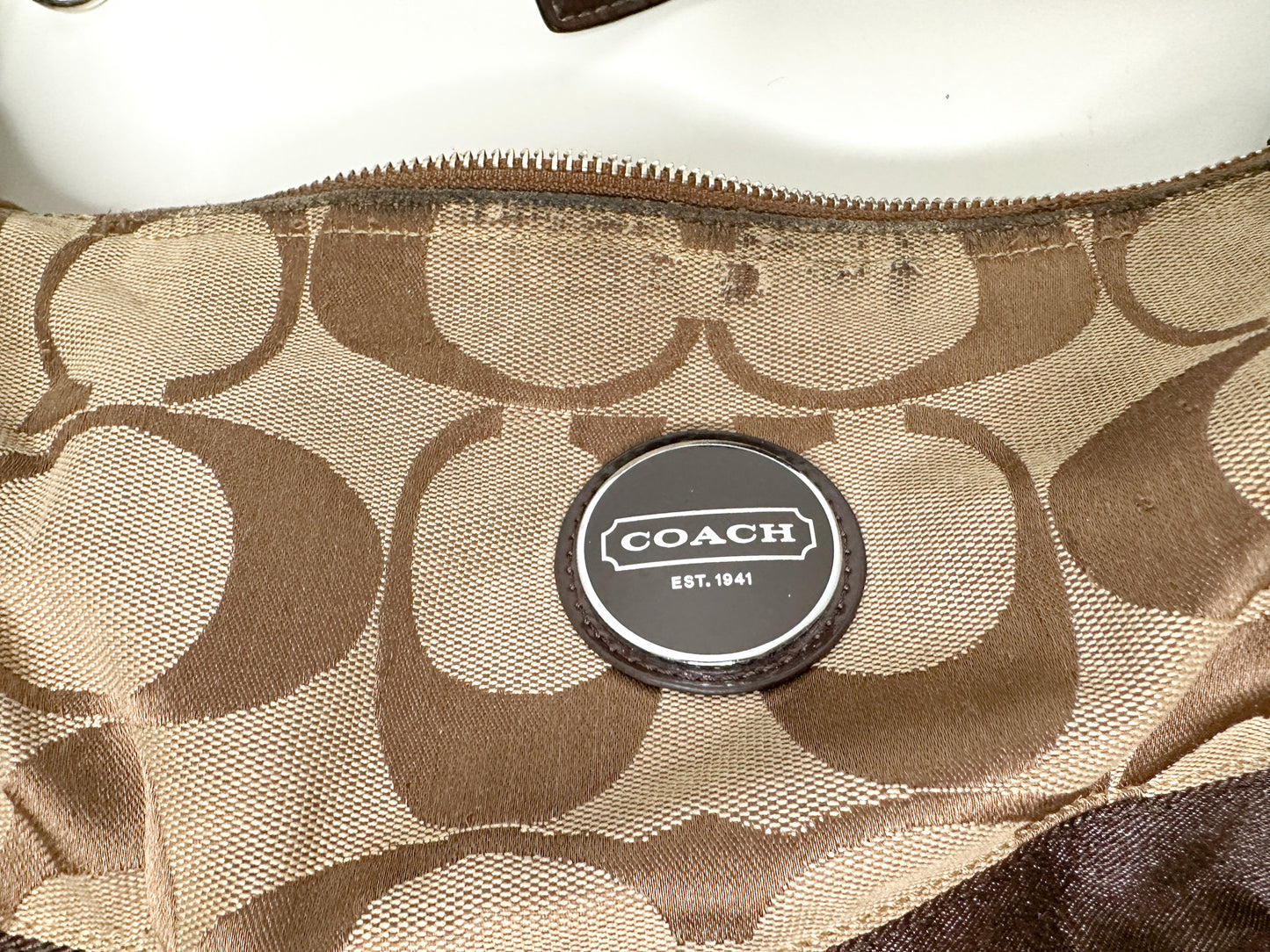 Vintage Monogram COACH Khaki Jacquard Hobo Bag | Authentic Luxury Purse | Authentic Coach Bag