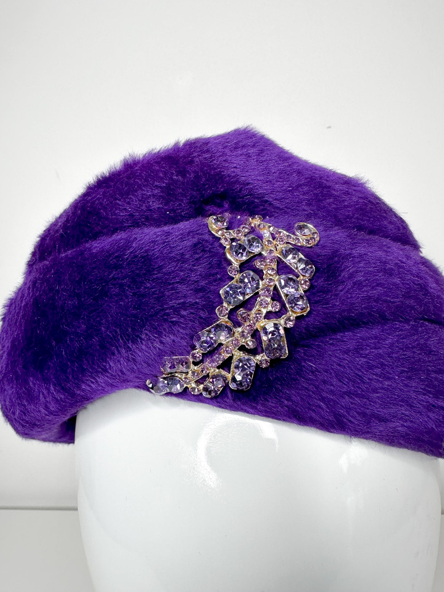 Vintage Purple Orbella Super Beaver Hat with Beaded Embellishment| Vintage Royal Purple Felt Hat | Vintage Beaded hat